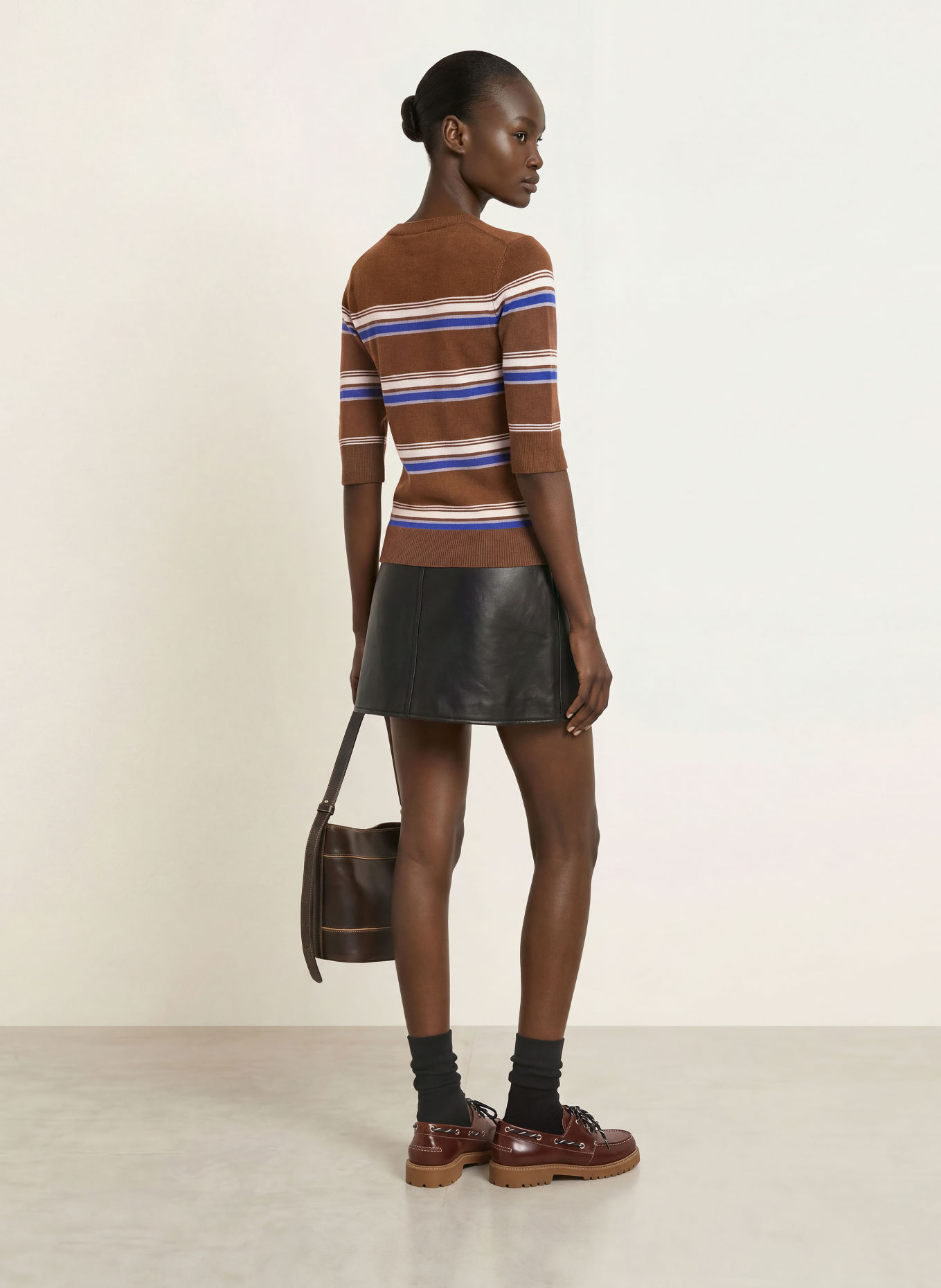 CLAUDIE PIERLOT Pullover mit 3/4-Arm: BRAUN / CREME / BLAU