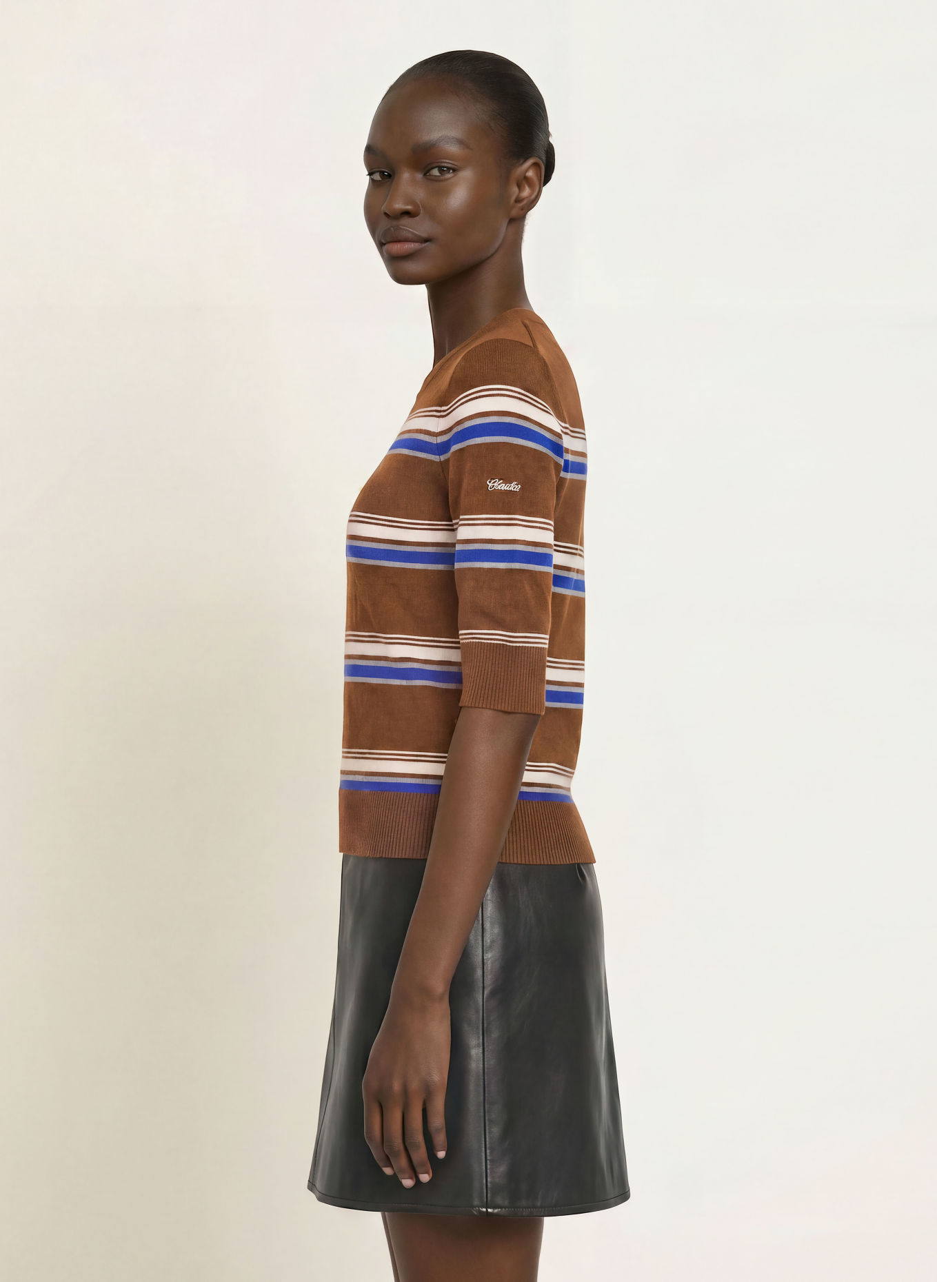 CLAUDIE PIERLOT Pullover mit 3/4-Arm: BRAUN / CREME / BLAU