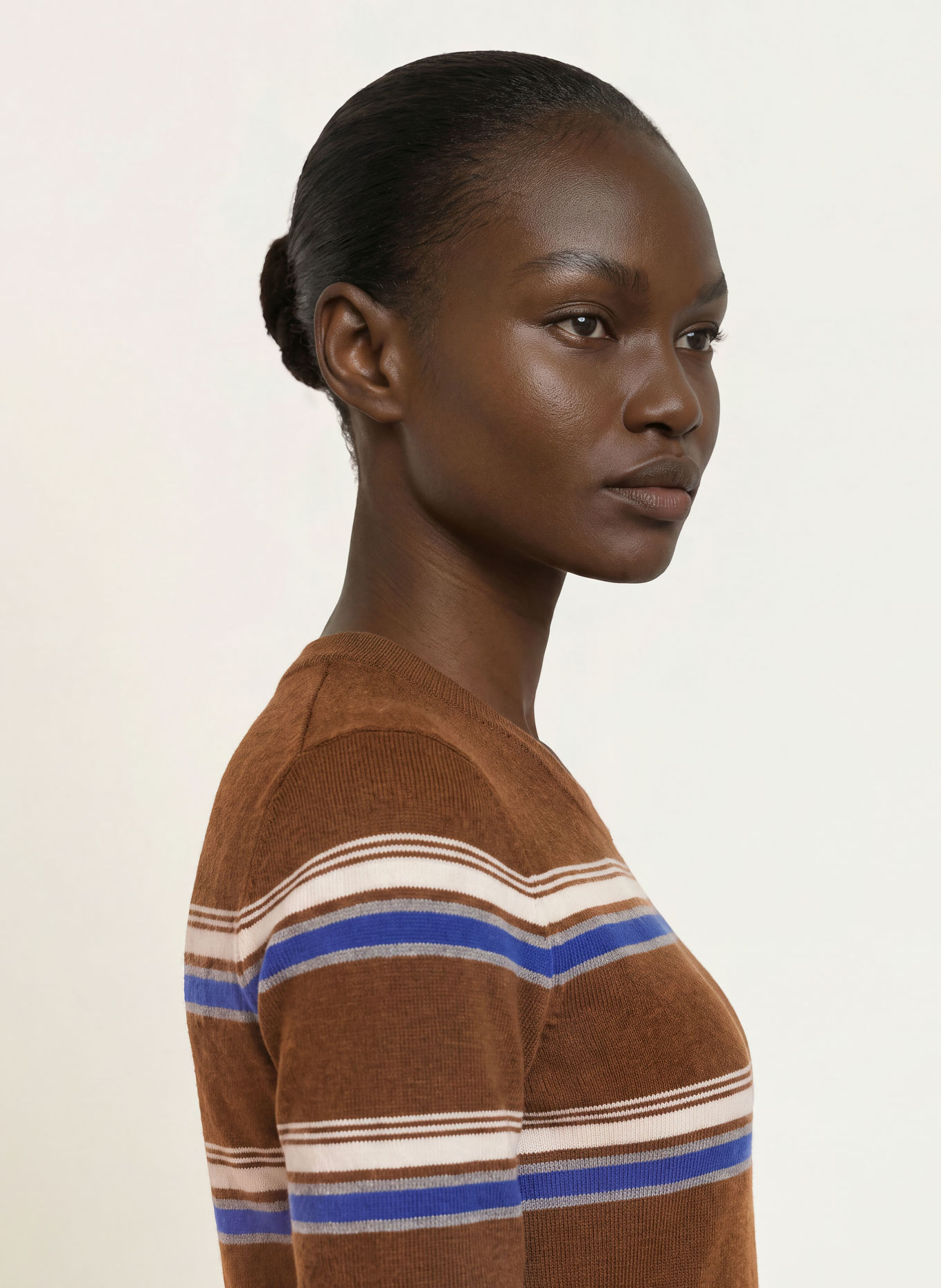 CLAUDIE PIERLOT Pullover mit 3/4-Arm: BRAUN / CREME / BLAU
