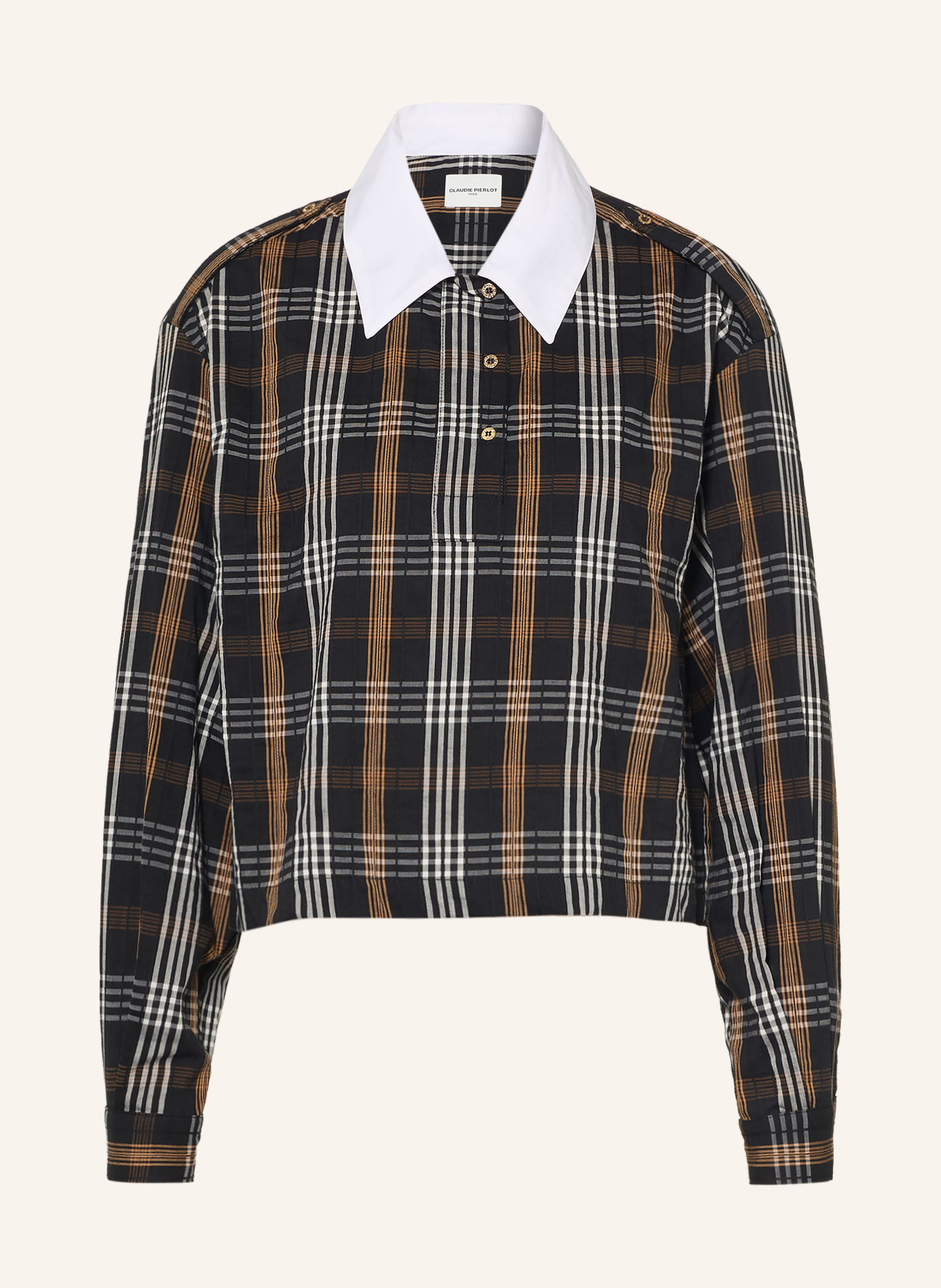 CLAUDIE PIERLOT Blusenshirt: SCHWARZ / CAMEL / CREME