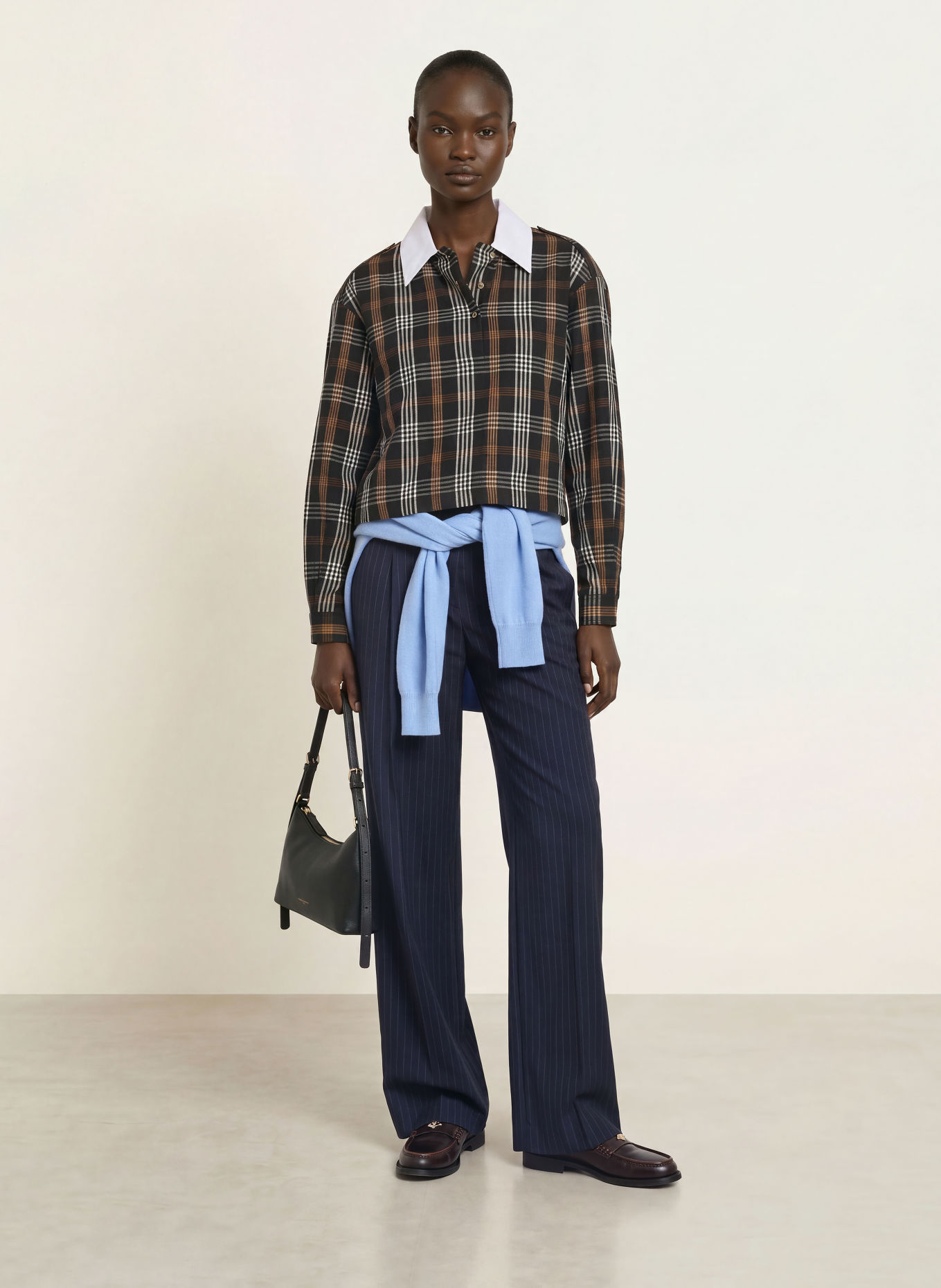 CLAUDIE PIERLOT Blusenshirt: SCHWARZ / CAMEL / CREME