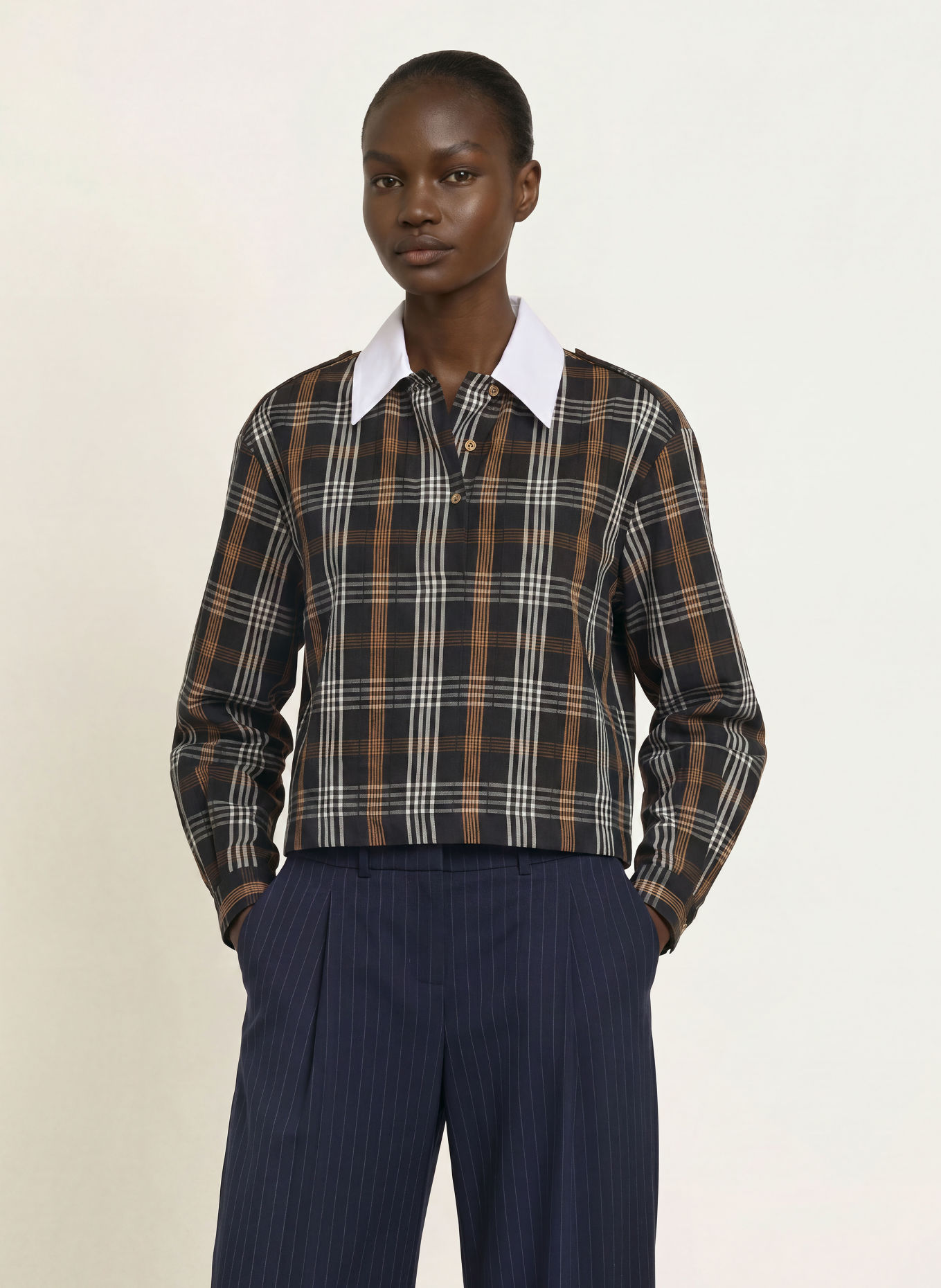 CLAUDIE PIERLOT Blusenshirt: SCHWARZ / CAMEL / CREME