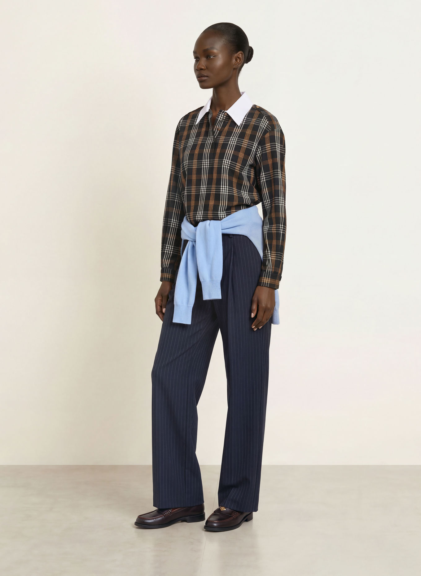 CLAUDIE PIERLOT Blusenshirt: SCHWARZ / CAMEL / CREME