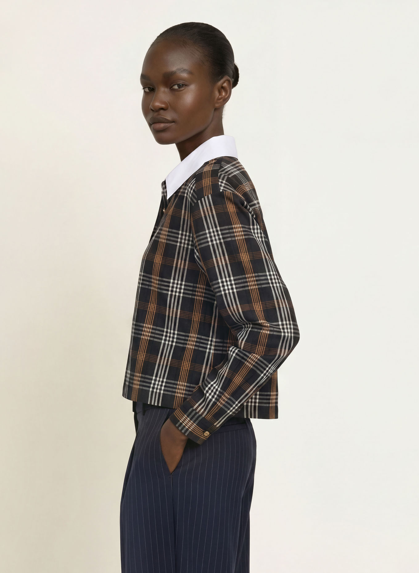 CLAUDIE PIERLOT Blusenshirt: SCHWARZ / CAMEL / CREME