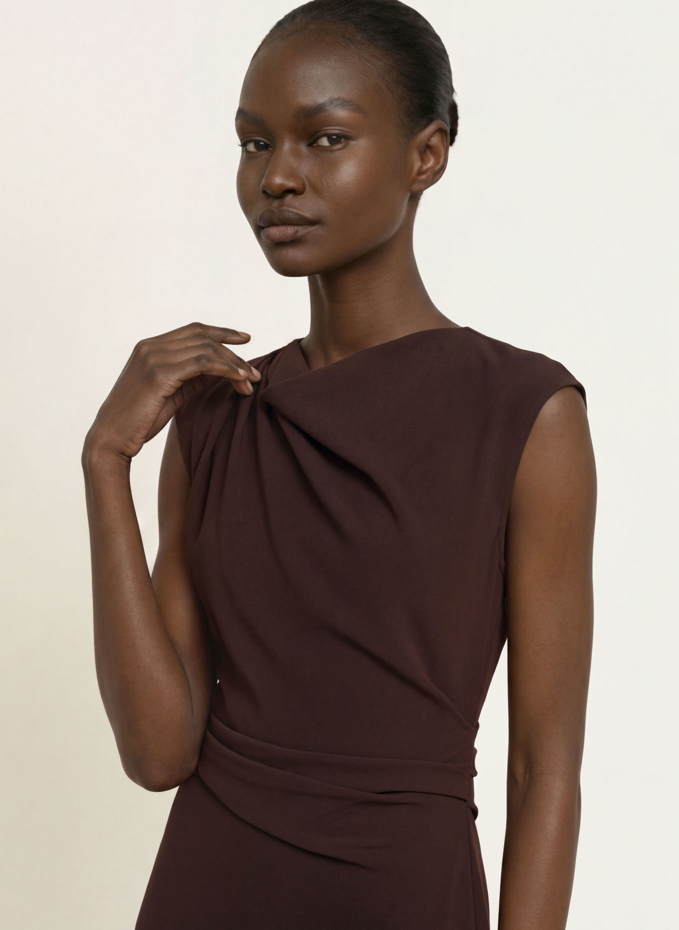 REISS Jerseyjurk CAMILLA: DONKERROOD