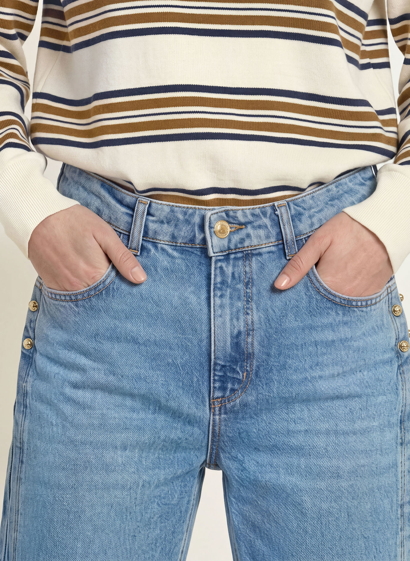 CLAUDIE PIERLOT Wide Leg Jeans: 0017 BLUE DENIM