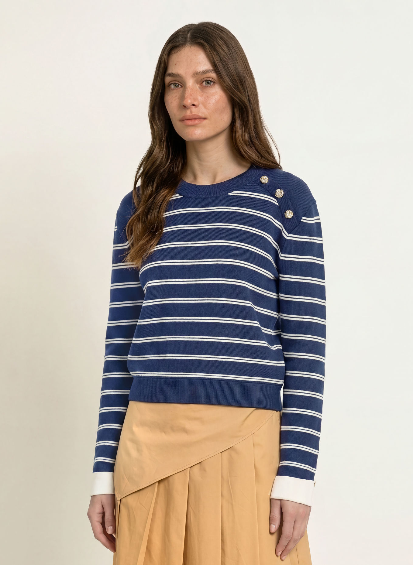 CLAUDIE PIERLOT Pullover: BLAU / WEISS