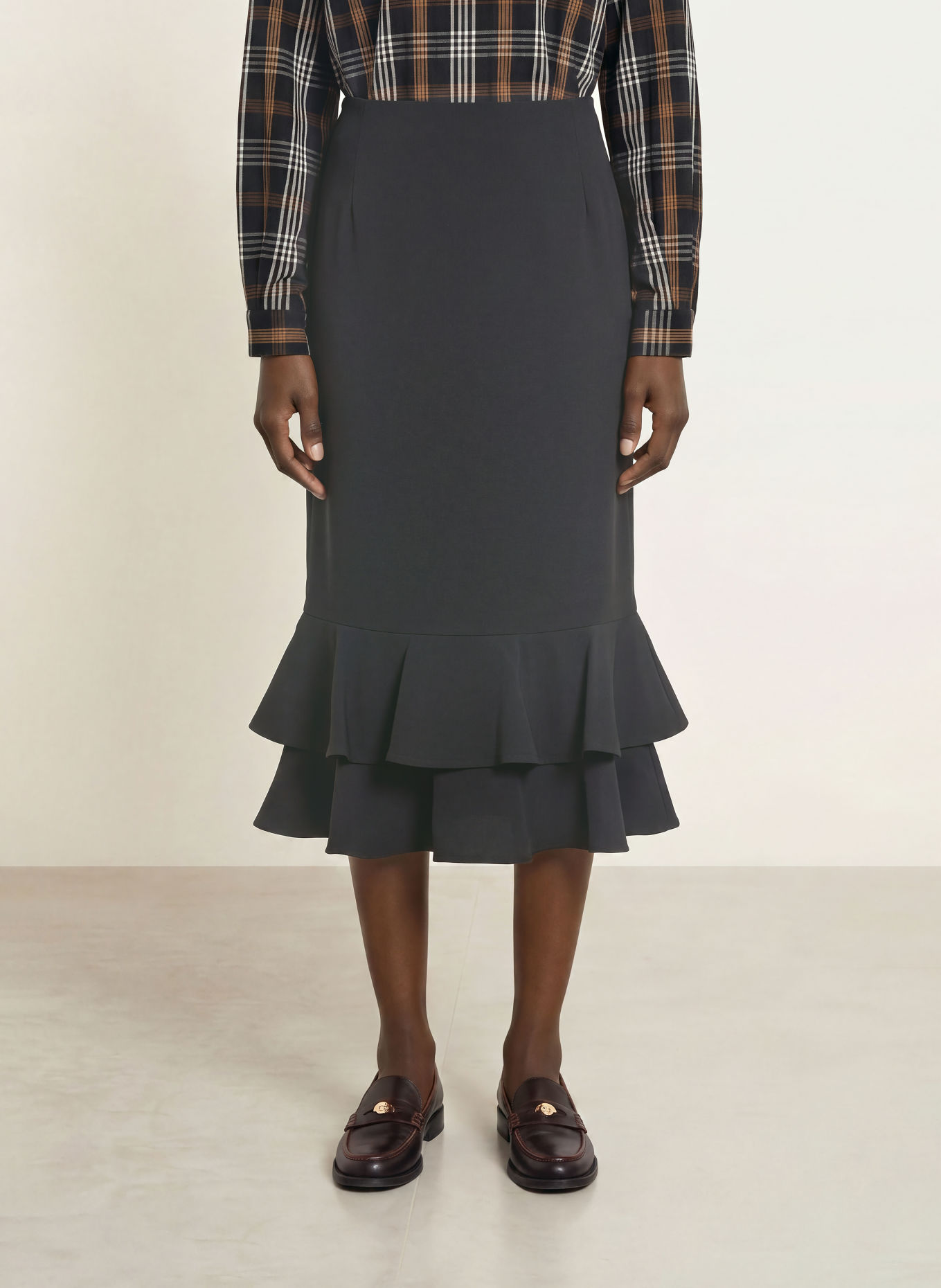 CLAUDIE PIERLOT Rock mit Volants: SCHWARZ