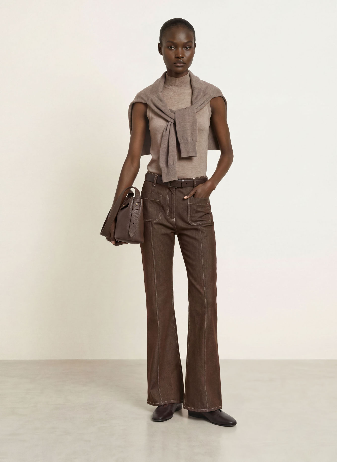 REISS Gebreide top EVELYN van merinowol: BEIGE