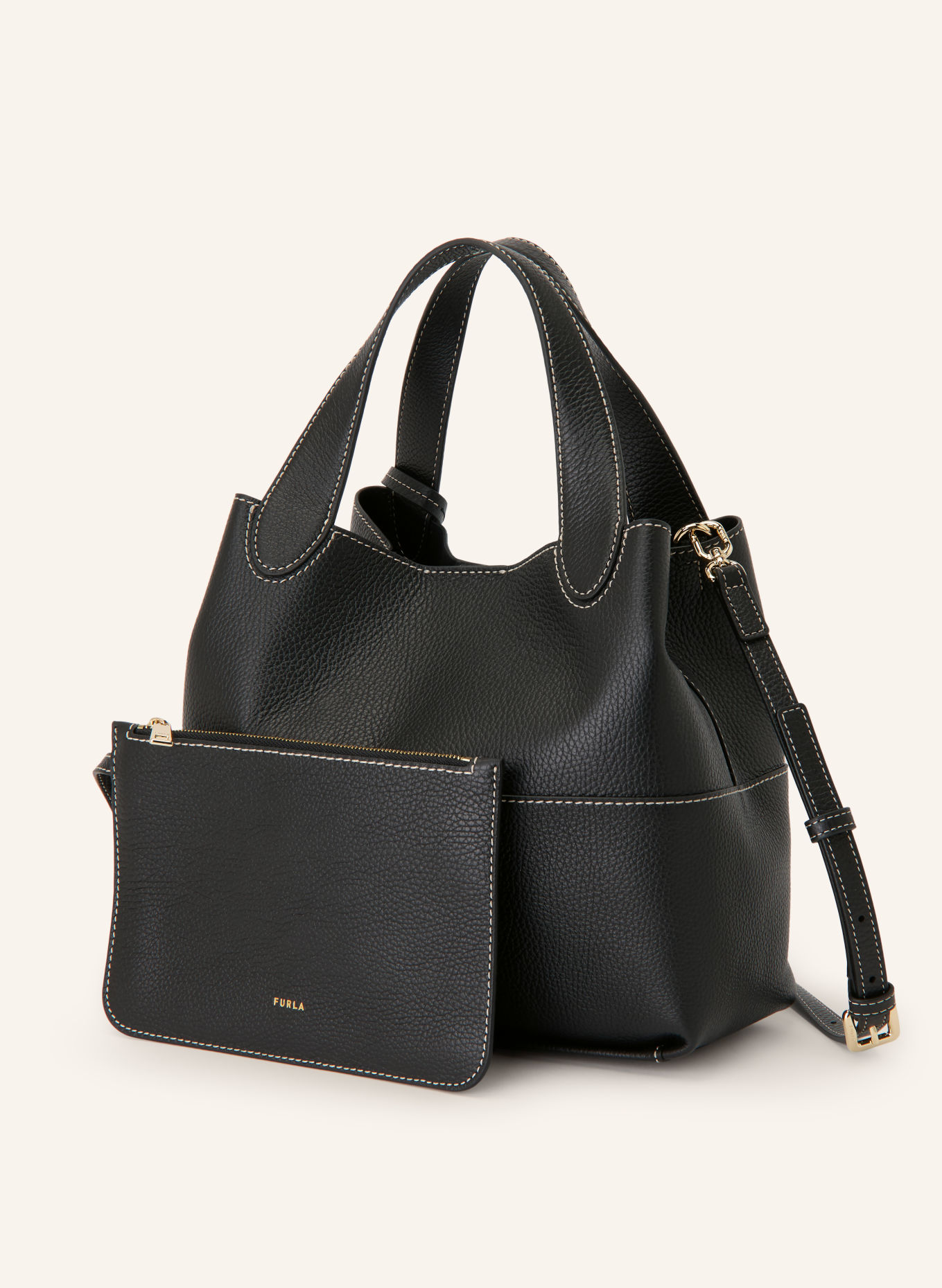 FURLA Buideltas PRIMROSE MEDIUM met Pouch: ZWART / GOUD