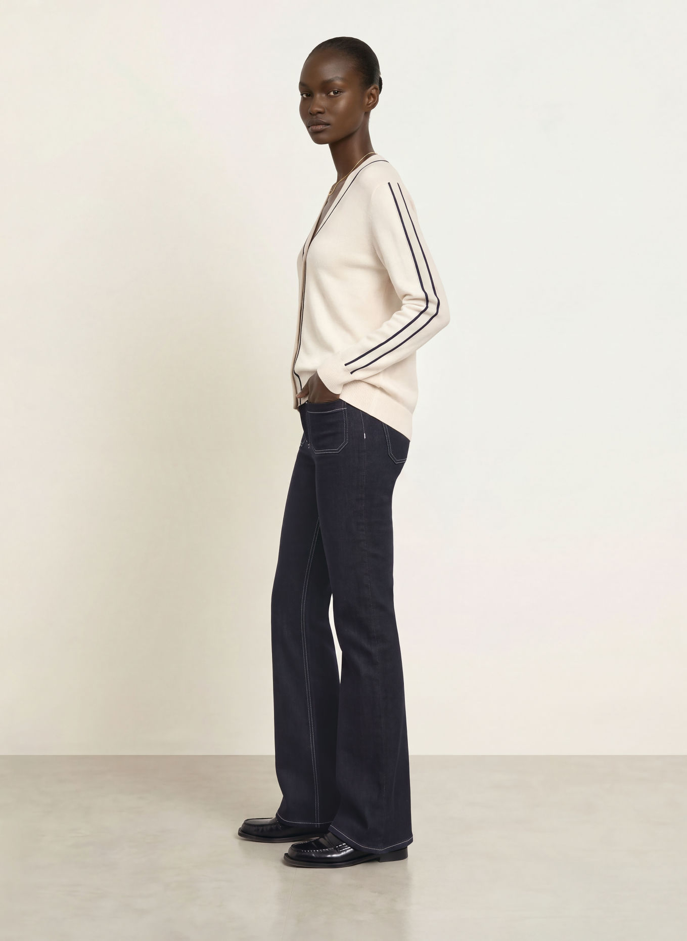 REISS Pullover MILA: ECRU / DUNKELBLAU