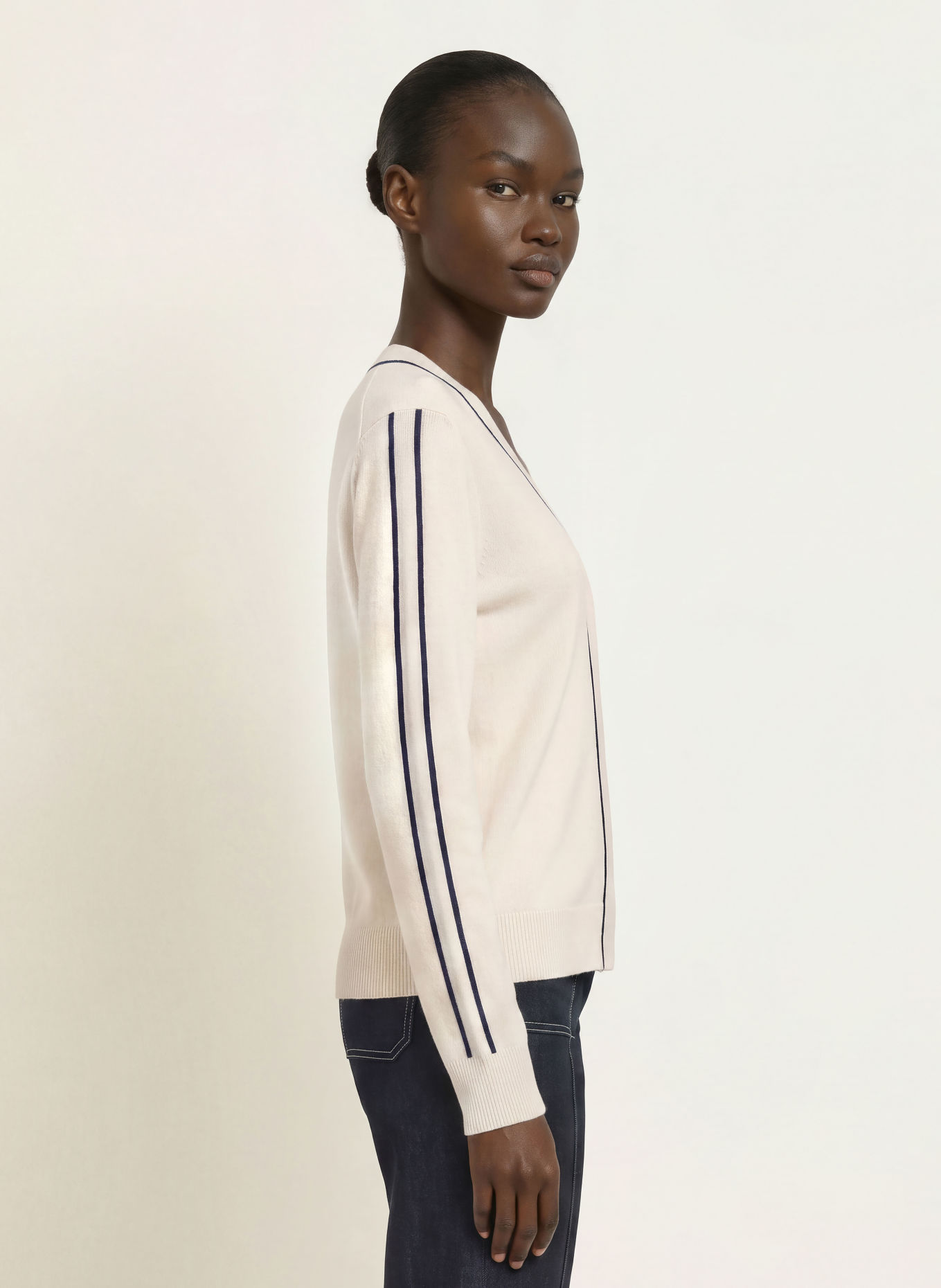 REISS Pullover MILA: ECRU / DUNKELBLAU