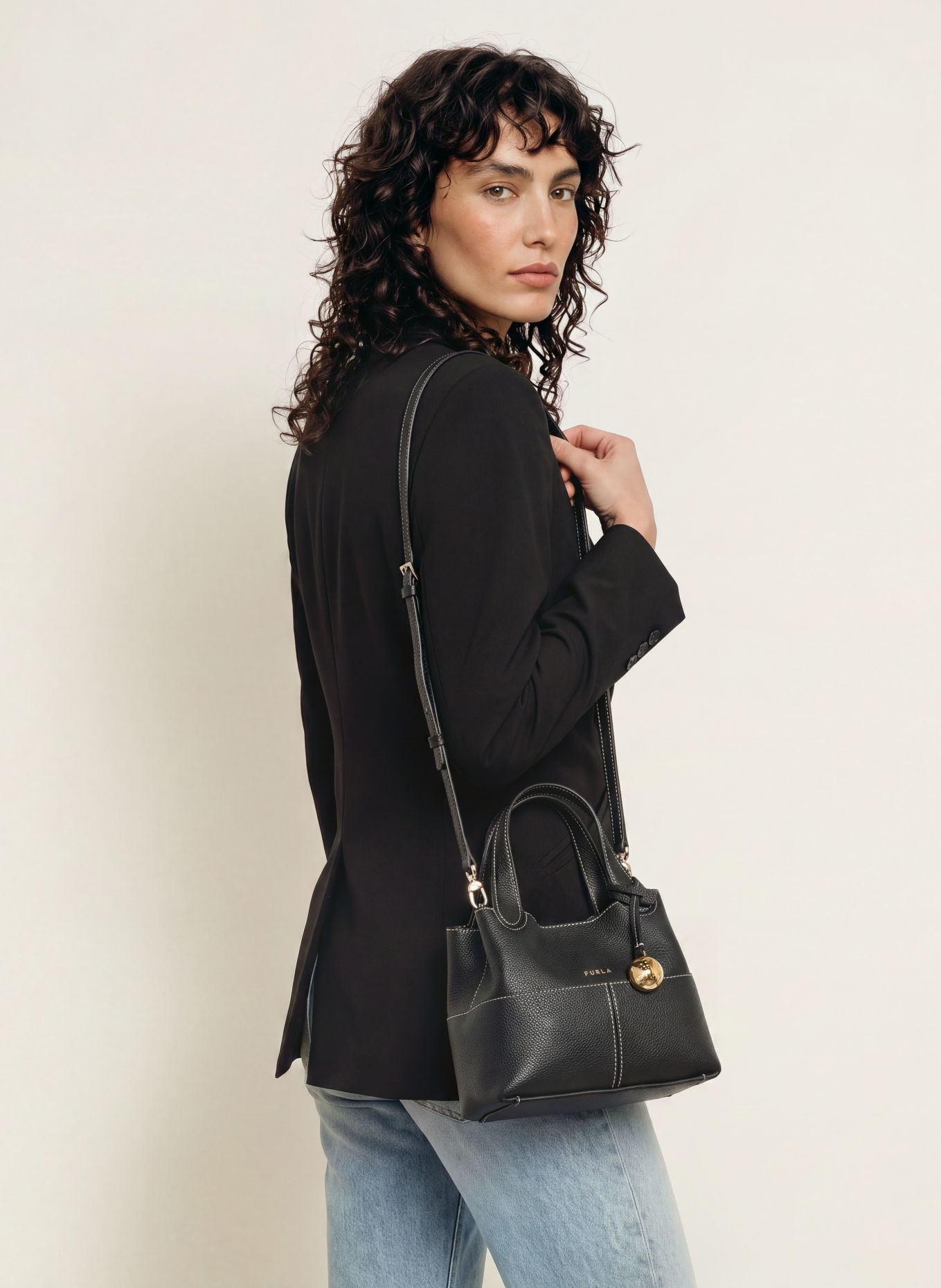 FURLA PRIMROSE MINI Handbag: BLACK / GOLD