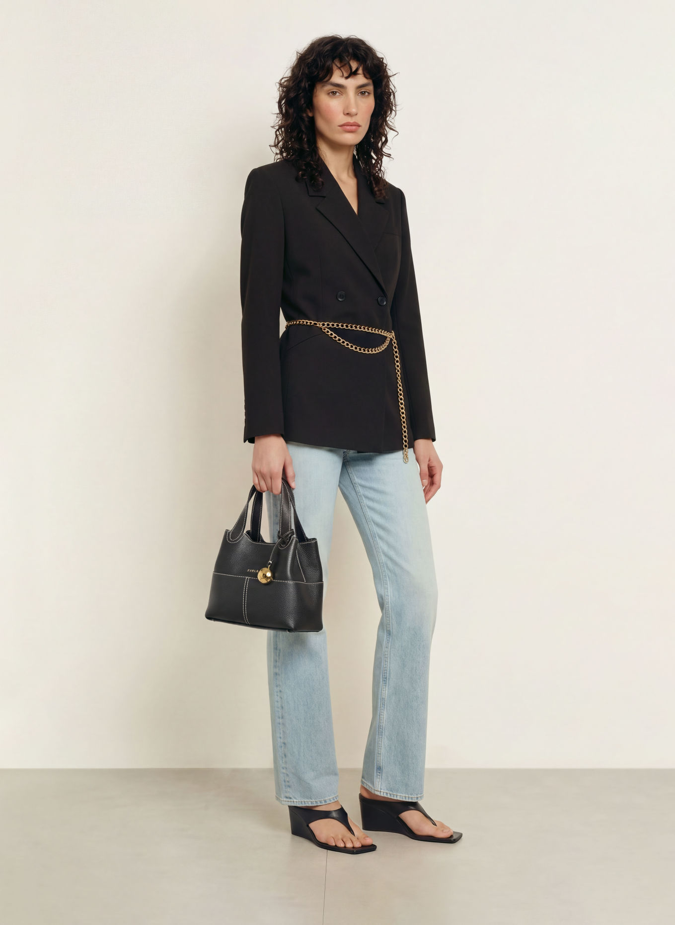 FURLA PRIMROSE MINI Handbag: BLACK / GOLD