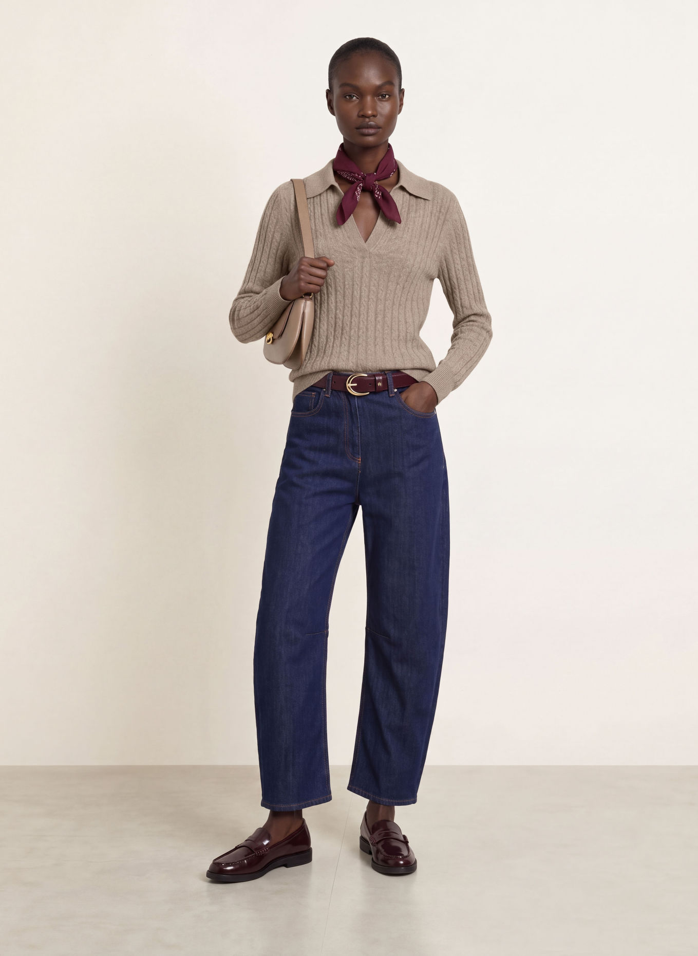REISS Strick-Poloshirt MILLIE: BEIGE