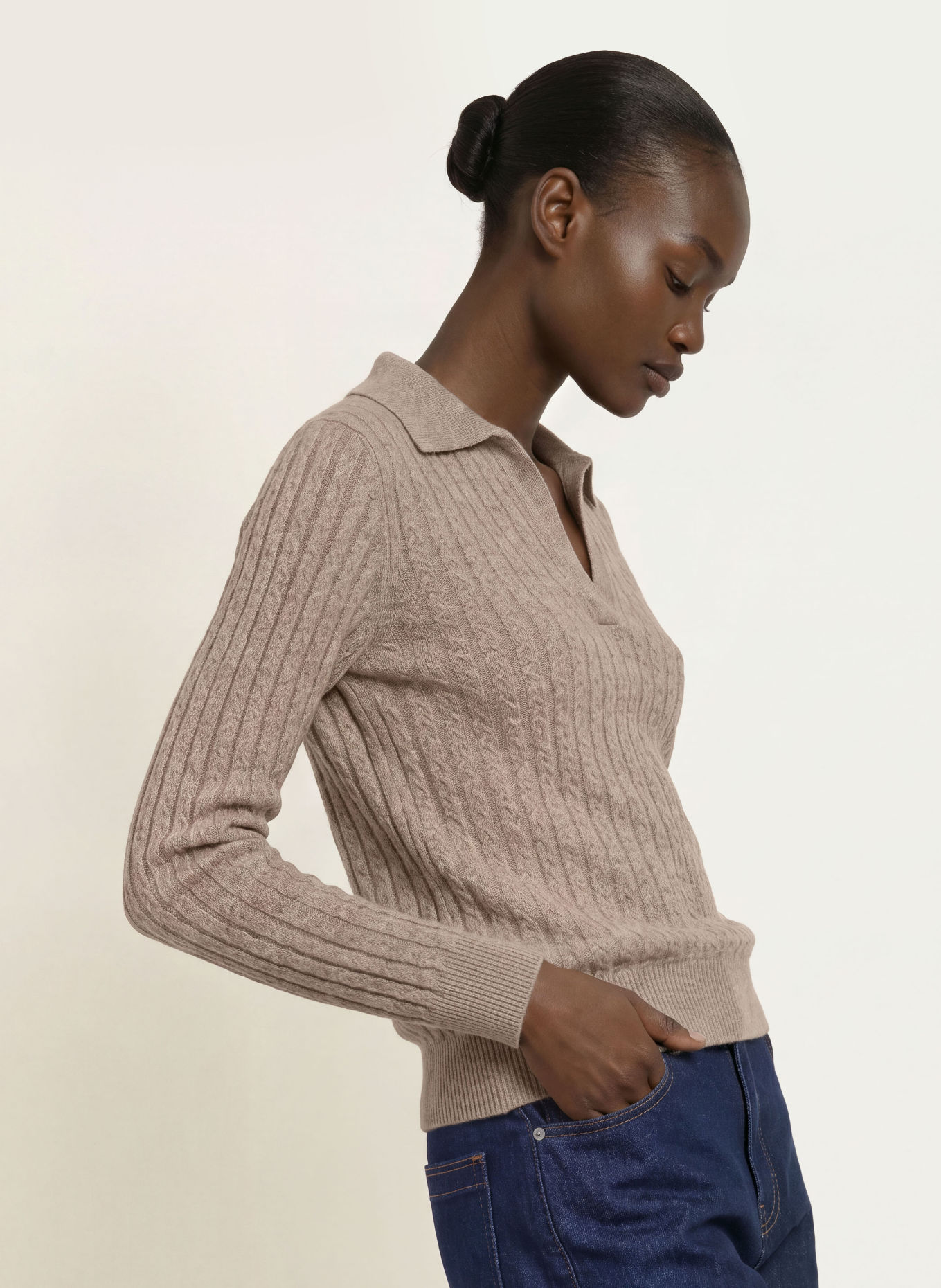 REISS Strick-Poloshirt MILLIE: BEIGE