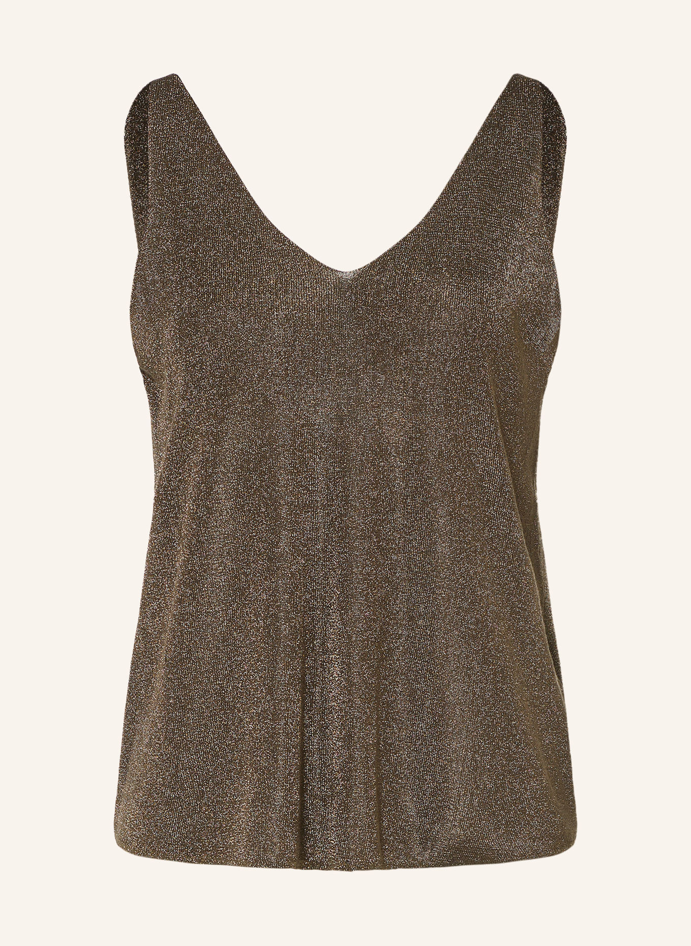 ba&sh ZUANI-strikbluse med glimmergarn: KHAKI