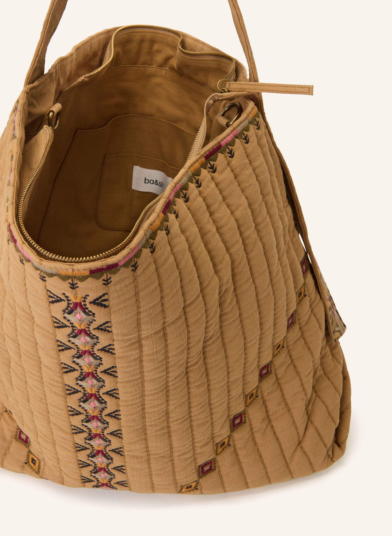 ba&sh Shopper LENNY: BEIGE / MÖRKRÖD / OLIVGRÖN