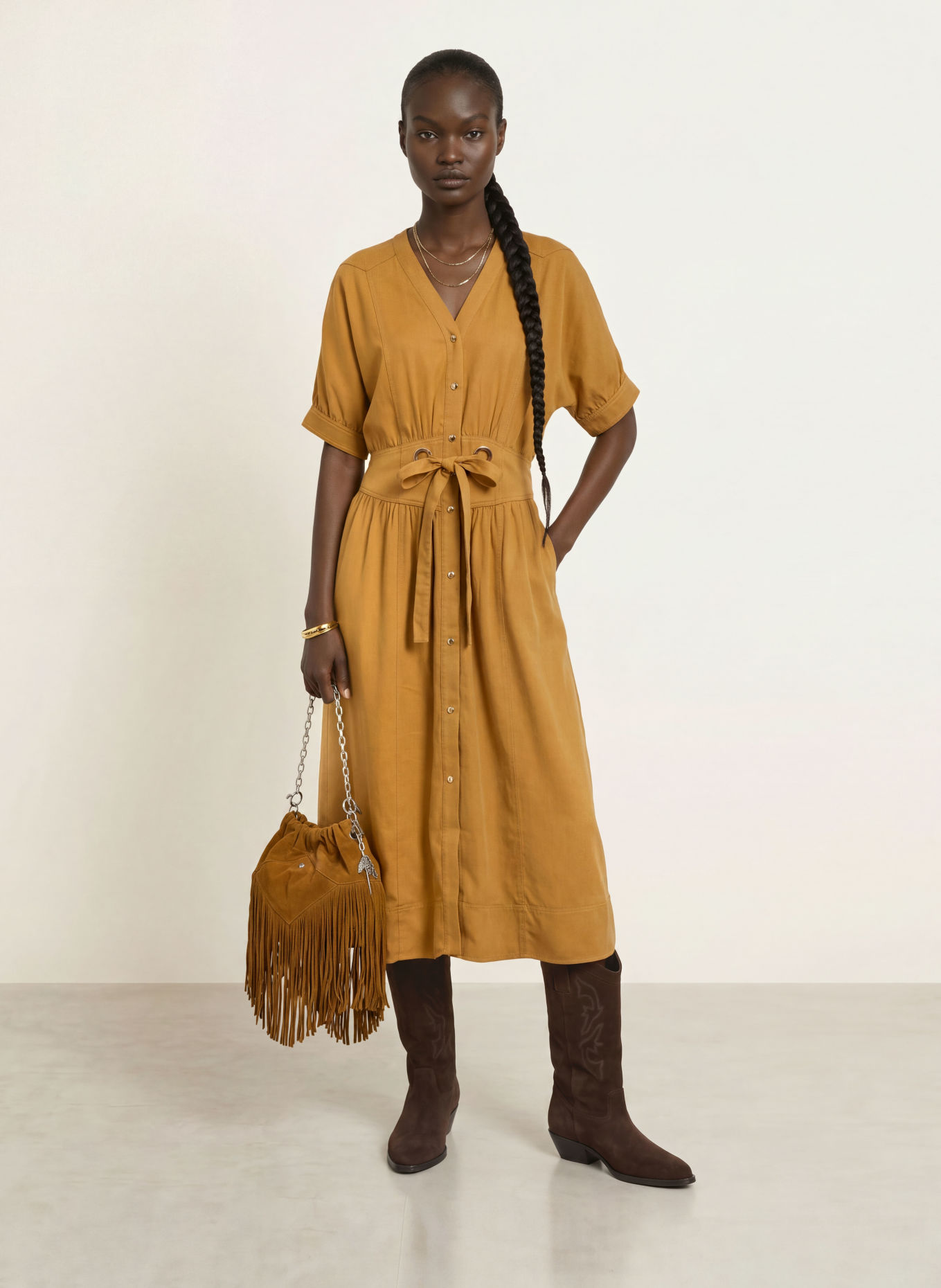 ba&sh Hemdblusenkleid PARISA: KHAKI