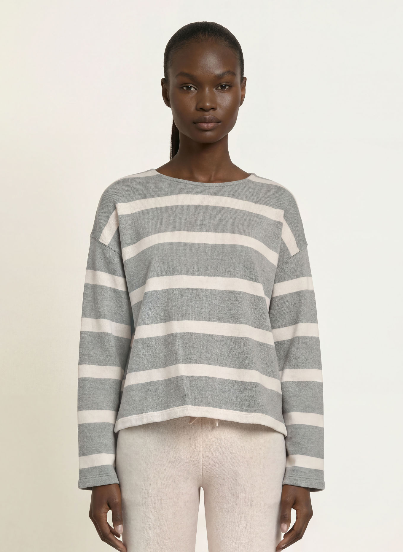 Juvia Tröja FLORES: LJUSGRÅ / VIT