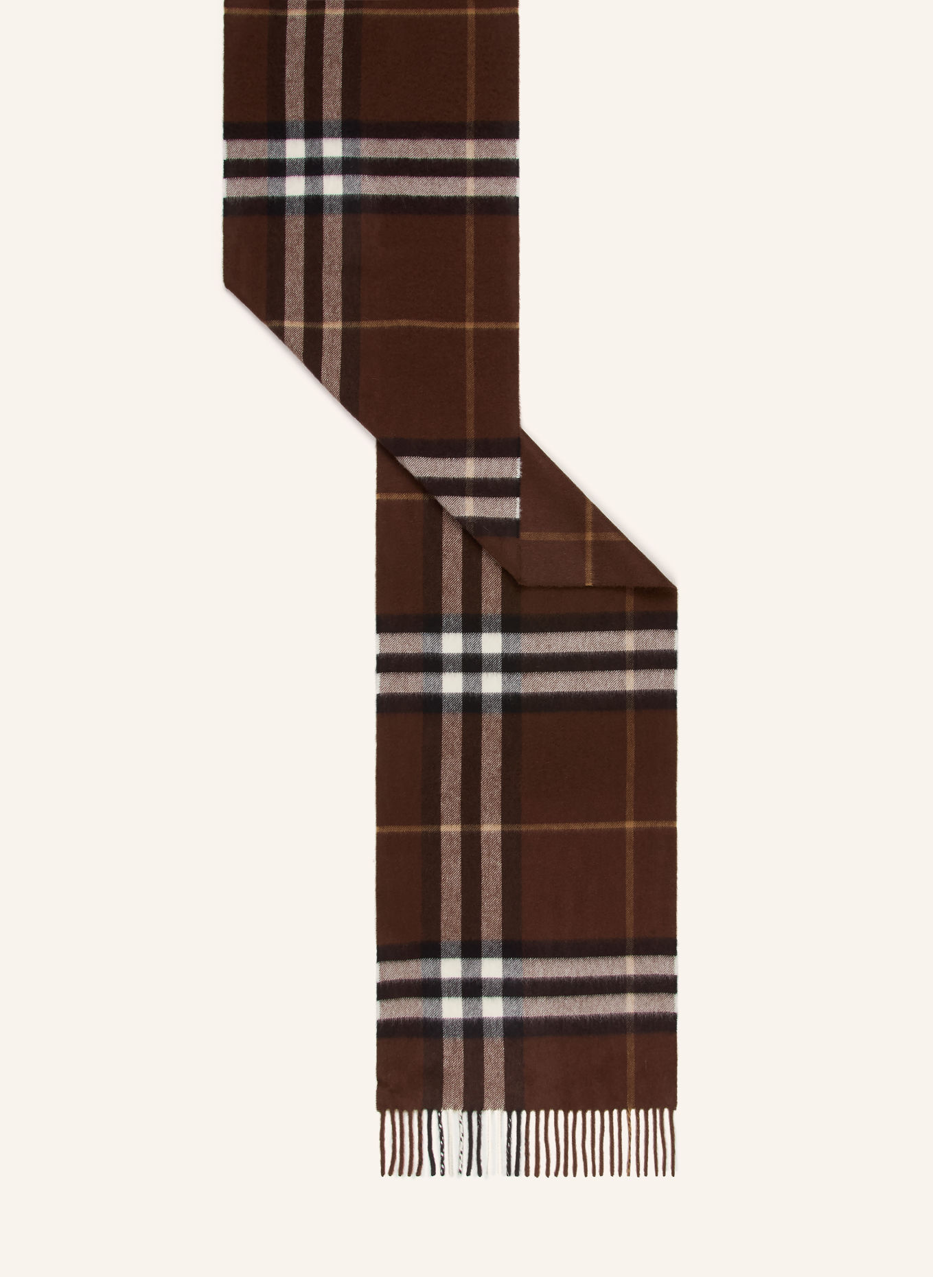 BURBERRY Kashmirhalsduk: MÖRKBRUN / ECRU / SVART