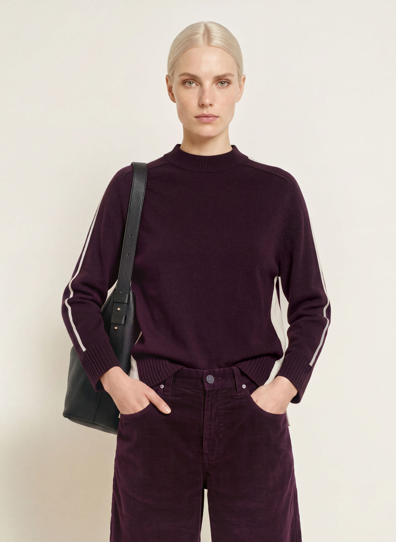 Phase Eight Pullover HALLIE: DUNKELROT / CREME