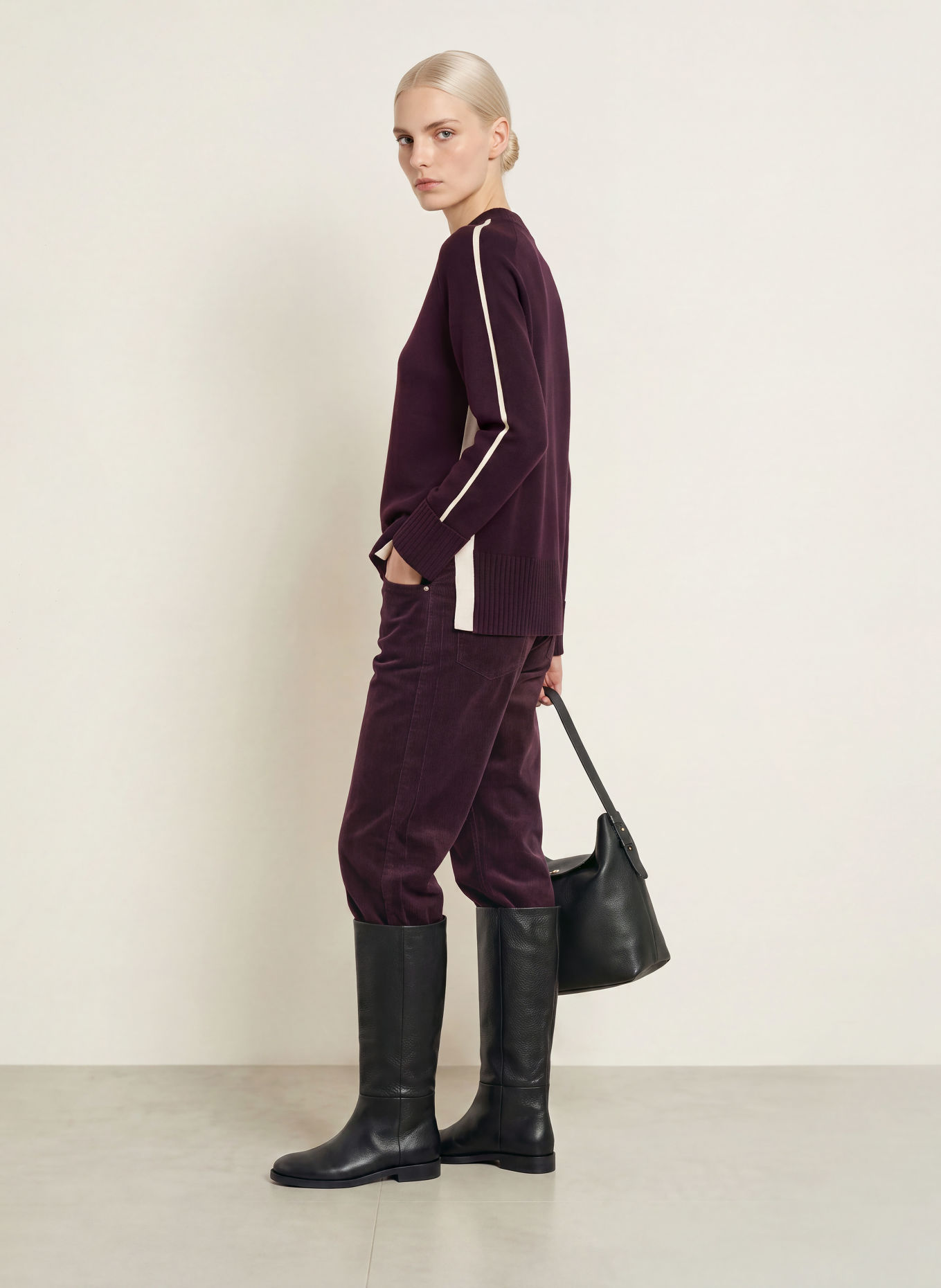 Phase Eight Pullover HALLIE: DUNKELROT / CREME