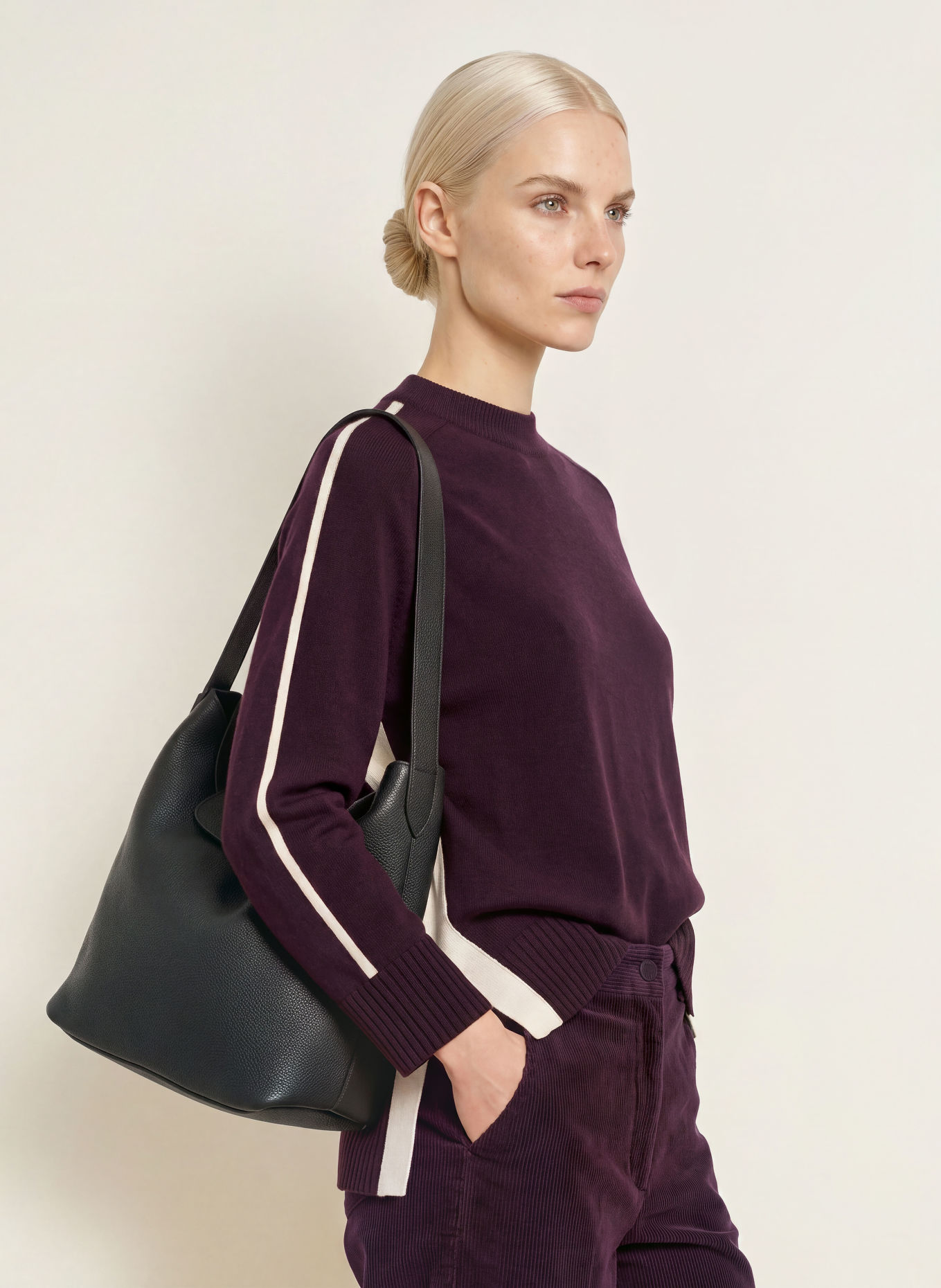 Phase Eight Pullover HALLIE: DUNKELROT / CREME