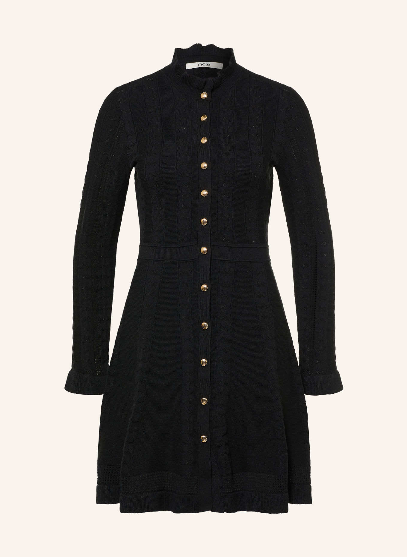 maje Strickkleid mit Rüschen: SCHWARZ
