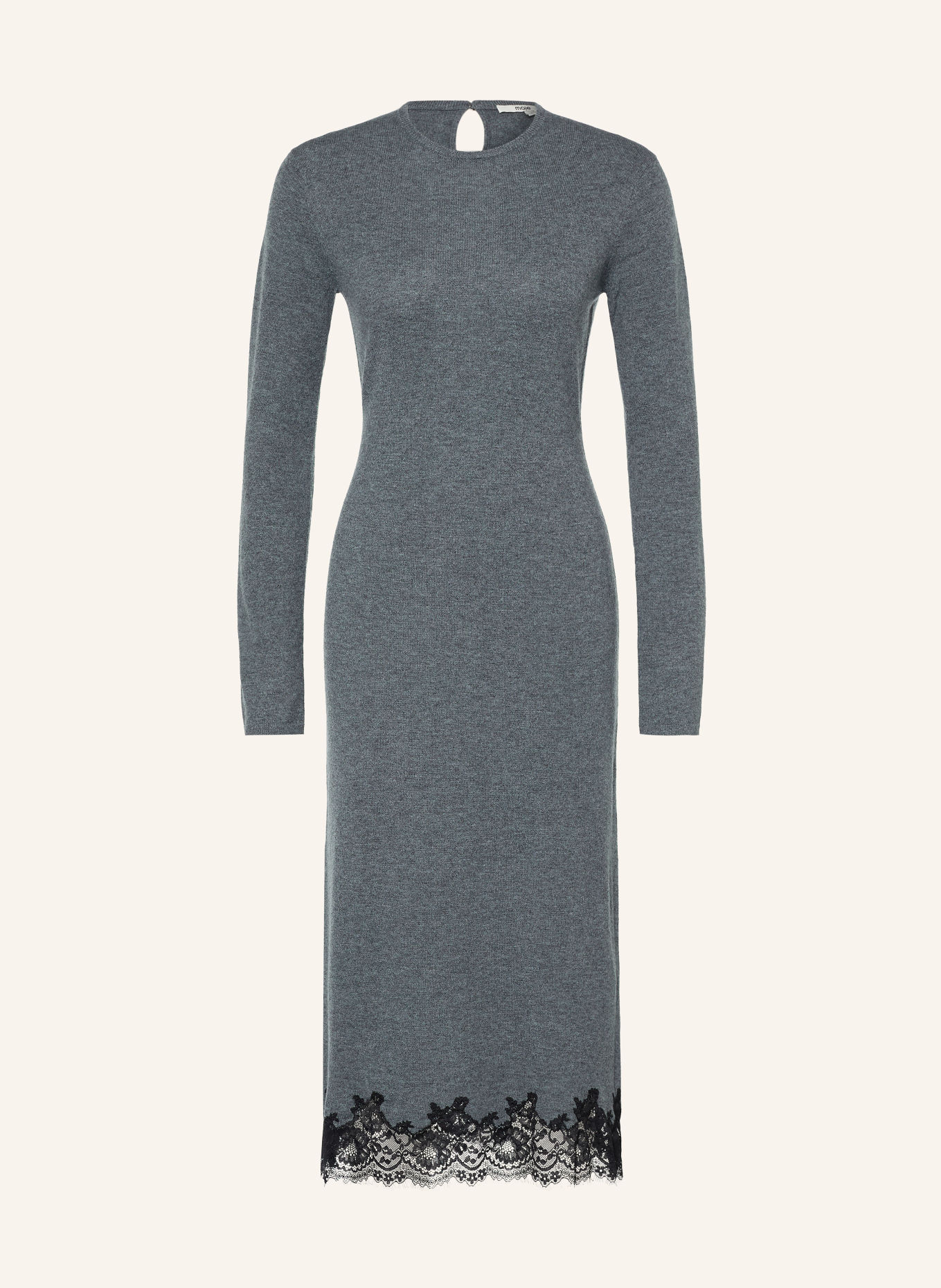 maje Strickkleid mit Spitze: GRAU