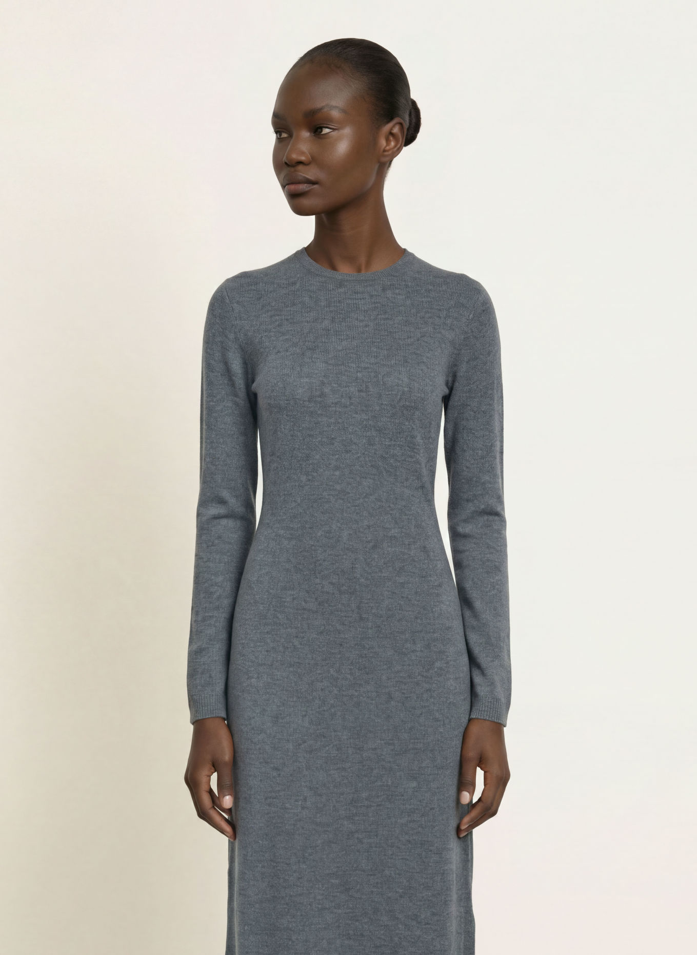 maje Strickkleid mit Spitze: GRAU