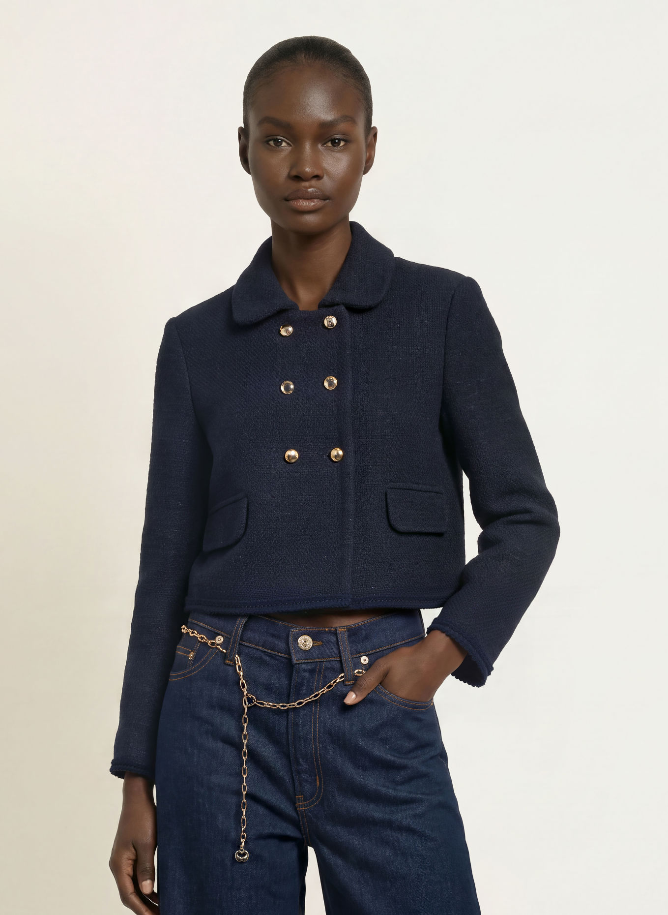 maje Kastenjacke mit Glitzergarn: DUNKELBLAU