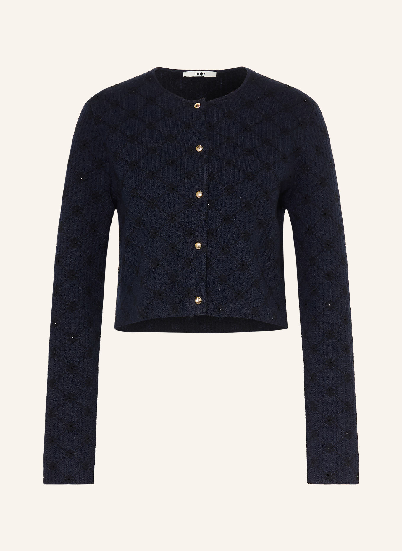 maje Strickjacke mit Schmucksteinen: DUNKELBLAU