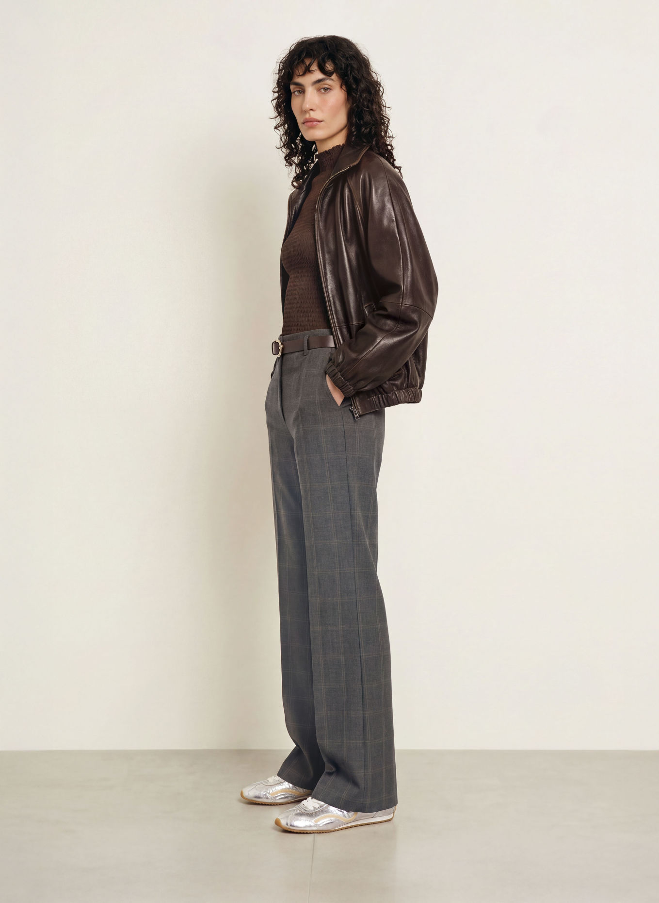 SANDRO Marlenehose: DUNKELGRAU / BEIGE