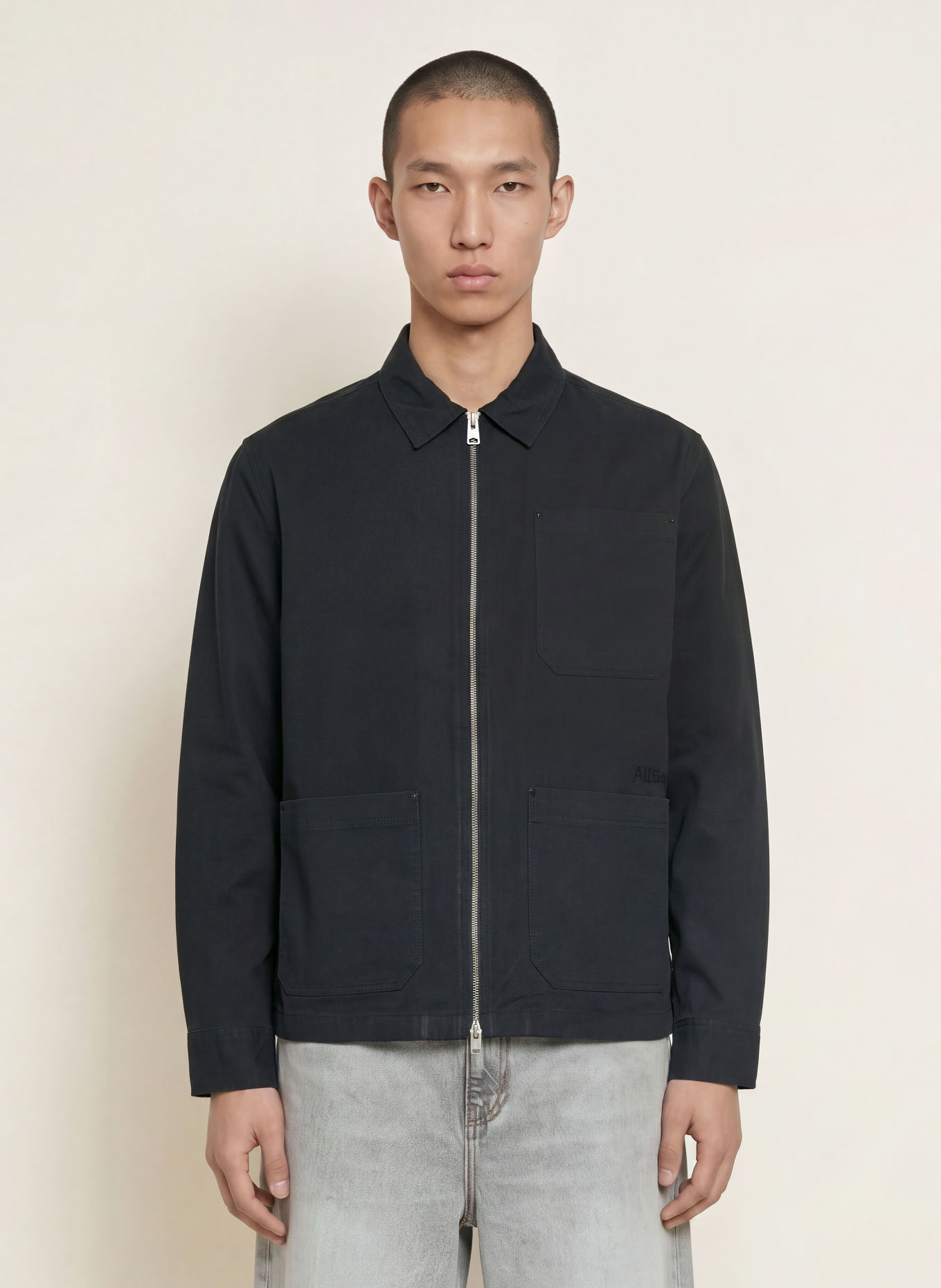 ALLSAINTS Overjacket DOLWEN mit Nieten: SCHWARZ