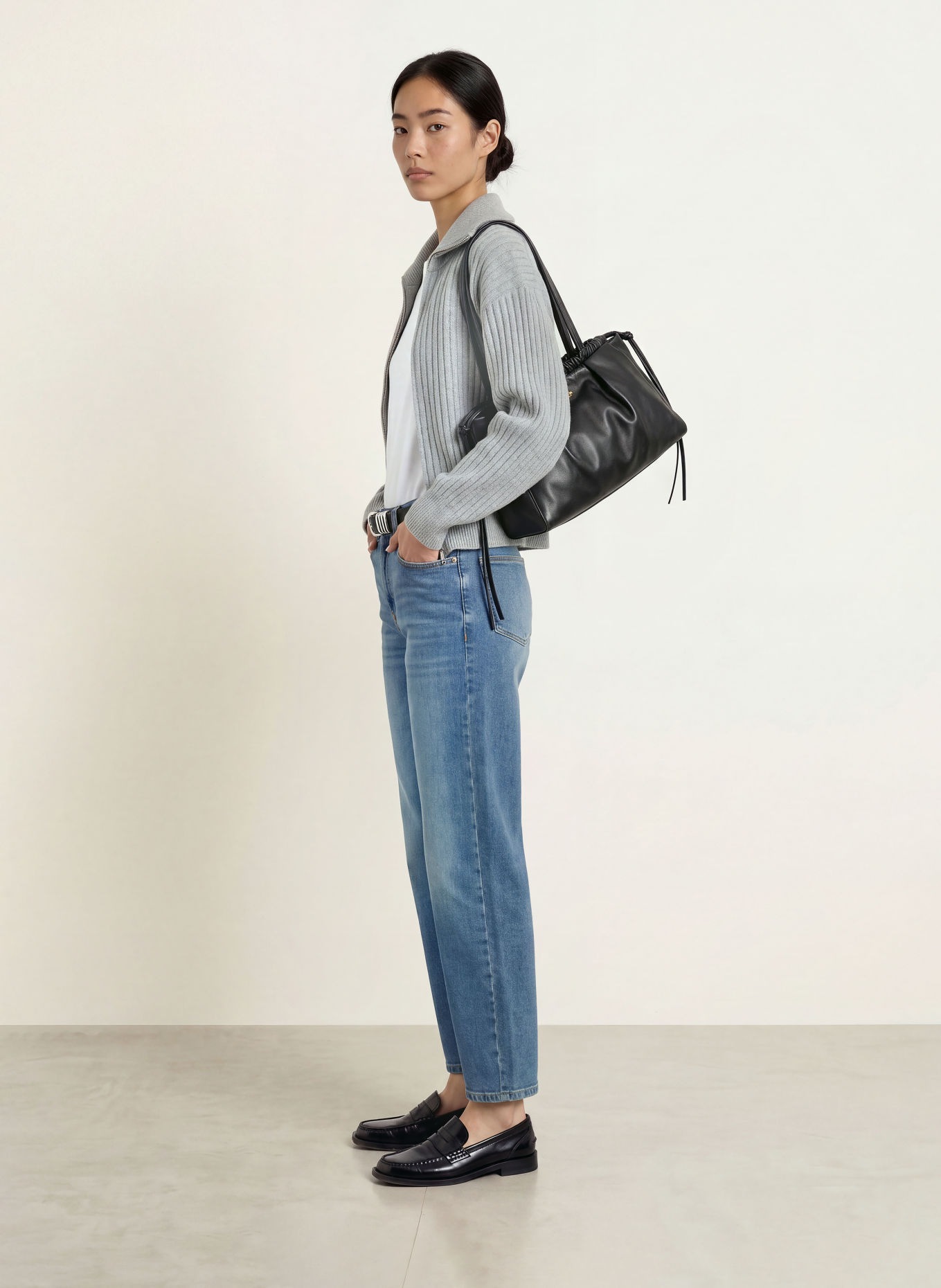 OPUS PANTS Barrel džíny MARI SKY: 70383 mid blue