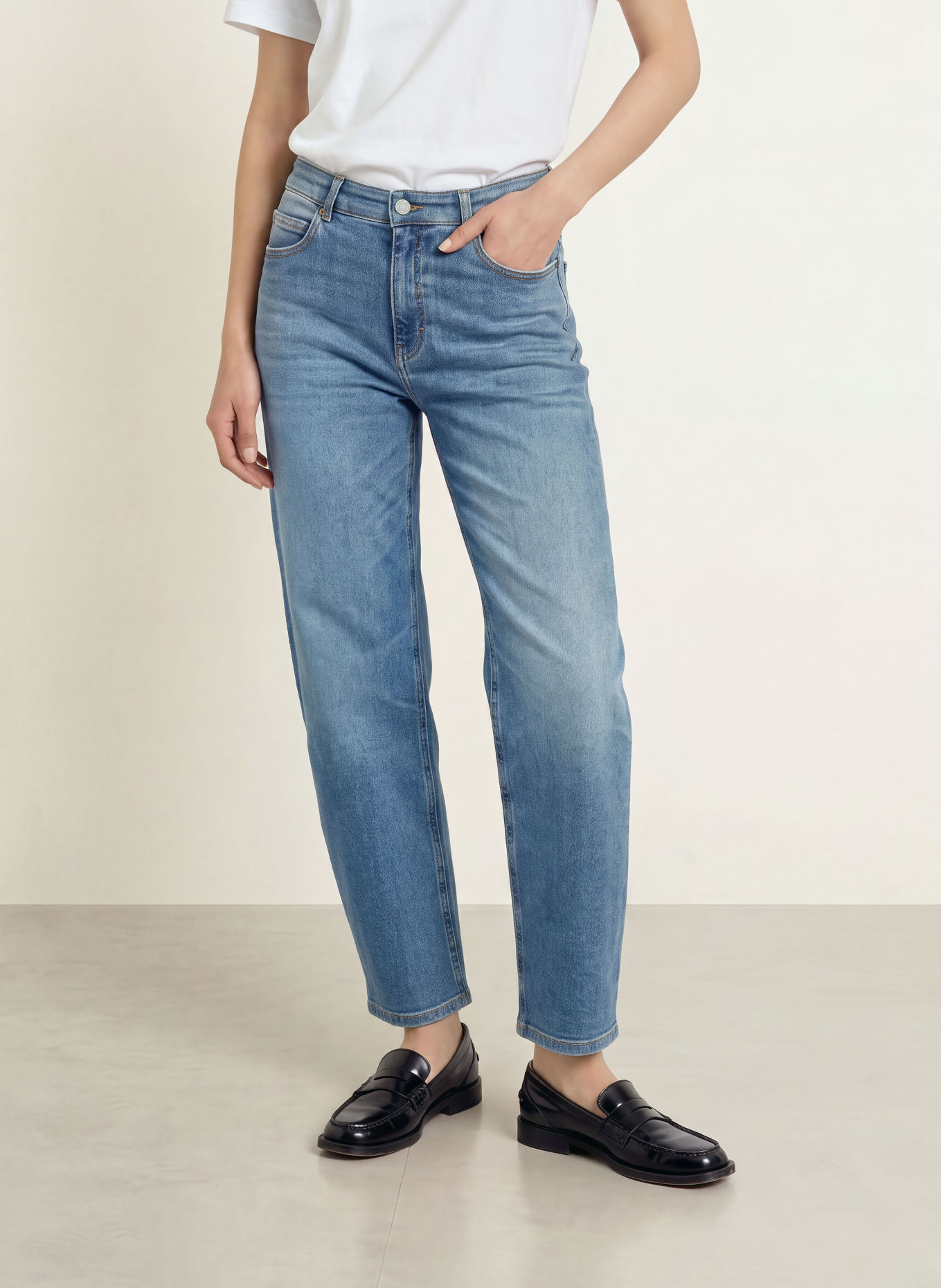 OPUS PANTS Barrel džíny MARI SKY: 70383 mid blue