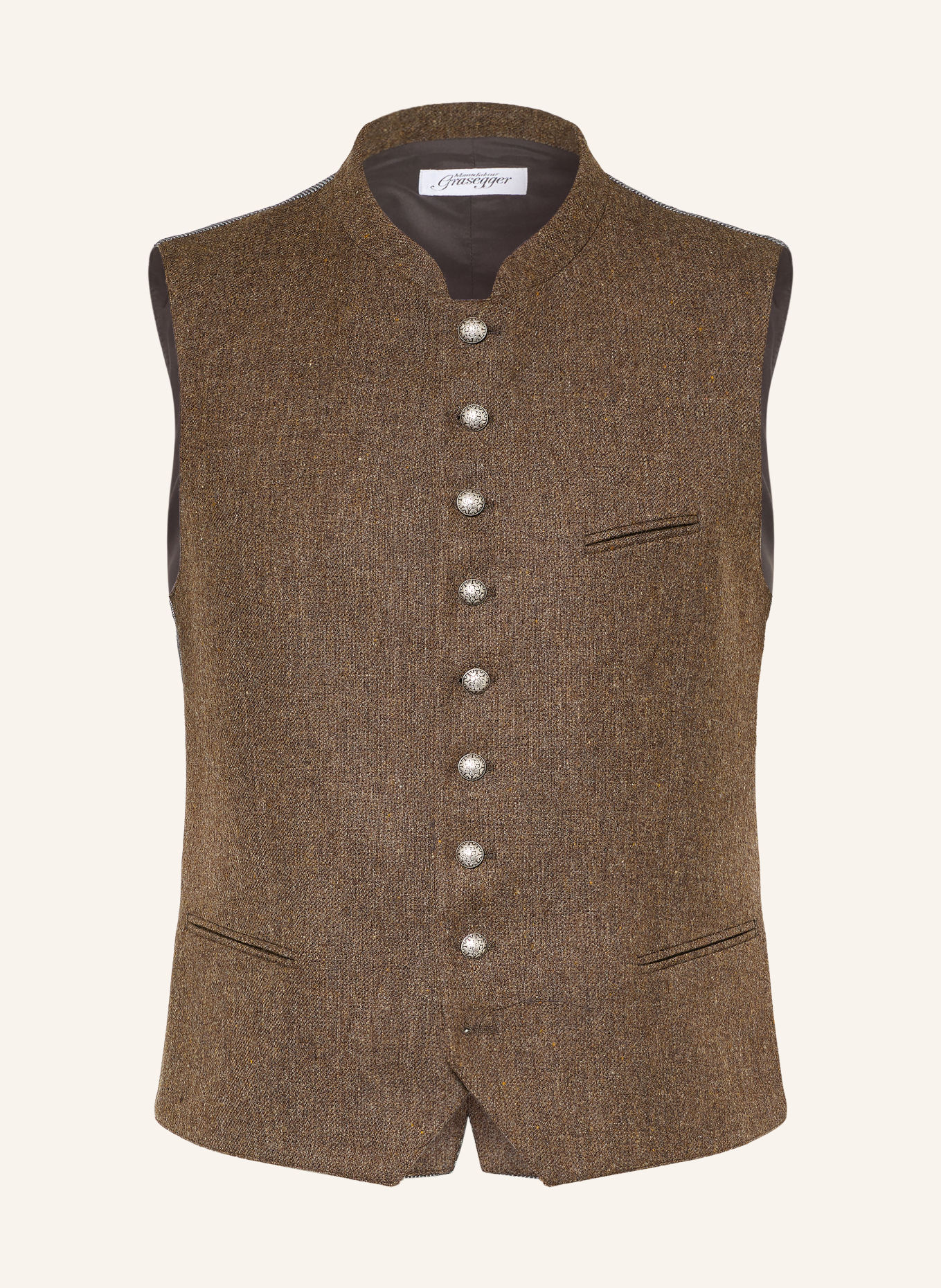 Grasegger VOITL Traditional vest in a Mix of Materials: BROWN / GRAY / WHITE