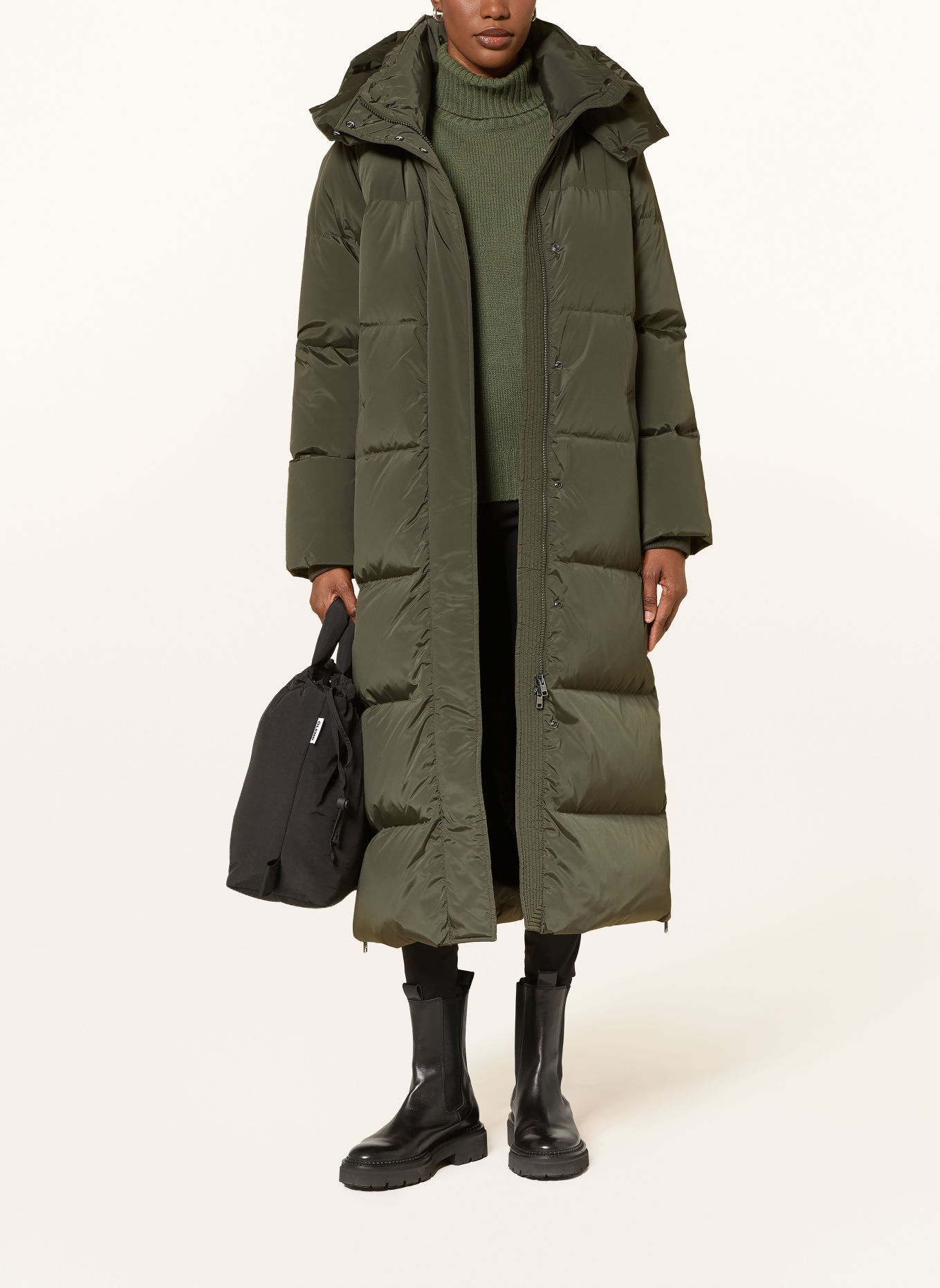 WOOLRICH Donsmantel KELLY met afneembare capuchon: DONKERGROEN