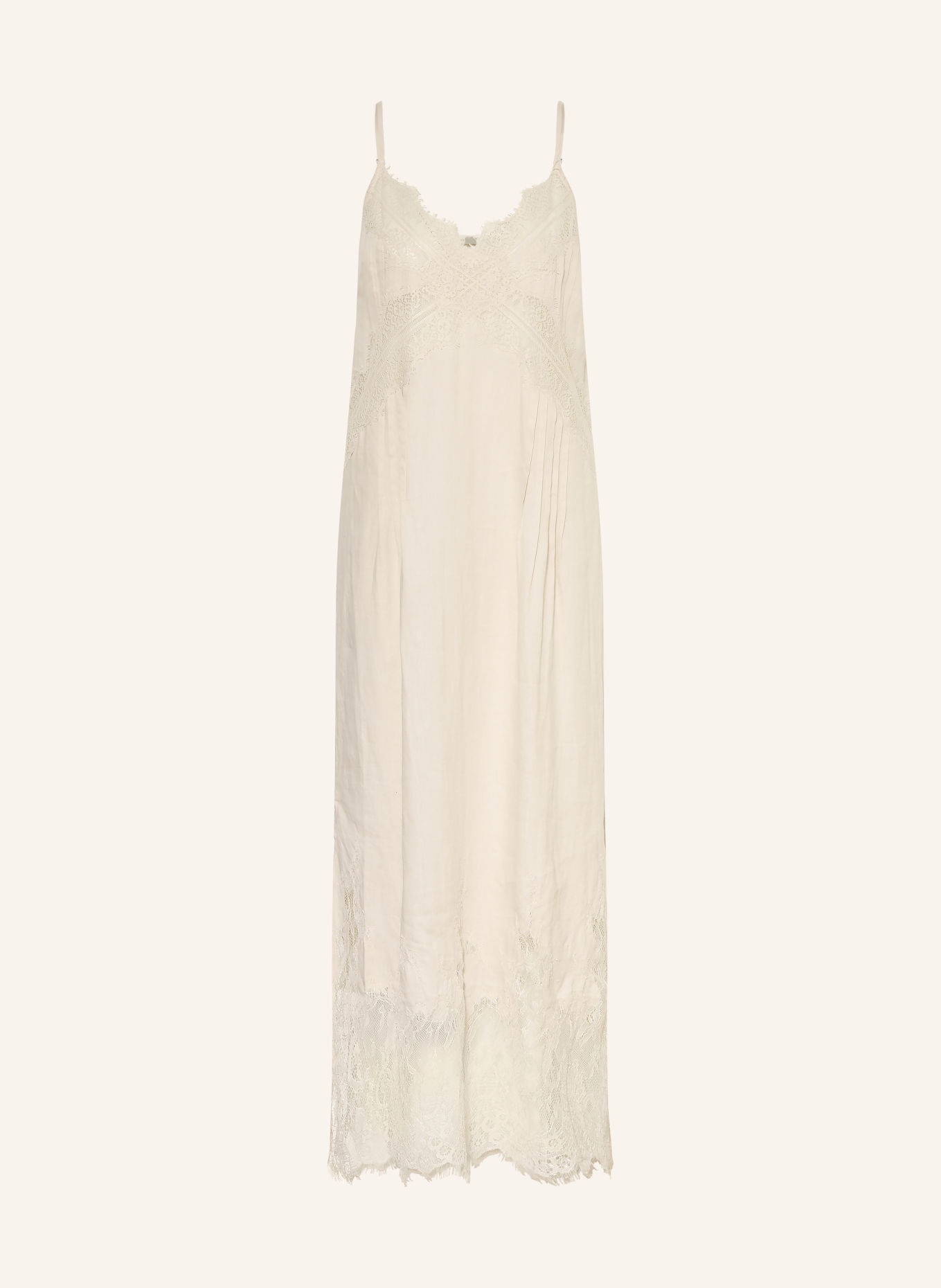 ALLSAINTS SAMIA Linen Dress with Lace: CREAM