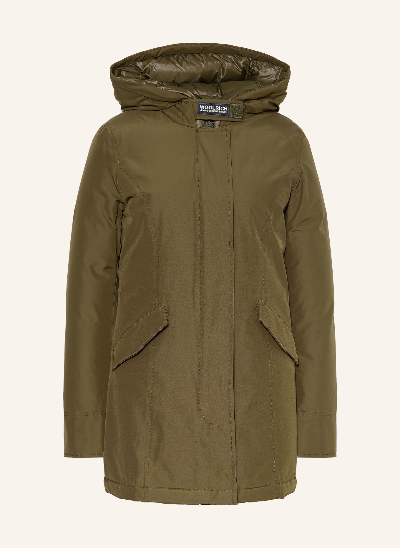 WOOLRICH Péřová parka ARTIC: KHAKI