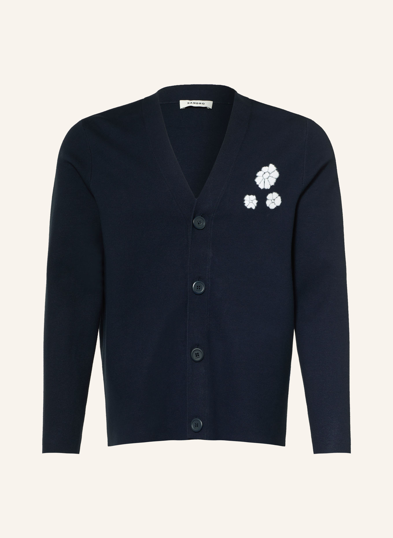 SANDRO Strickjacke: DUNKELBLAU / WEISS