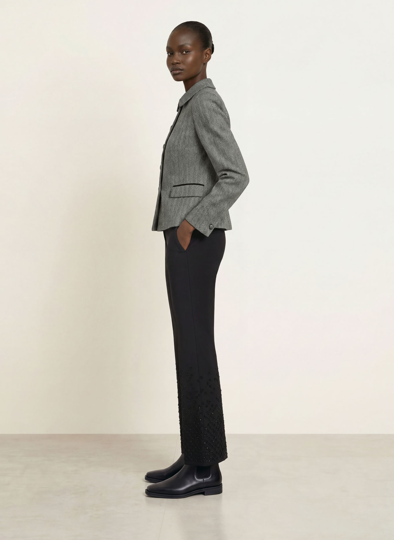 HOBBS DANIELLA Tweed Blazer: BLACK / WHITE