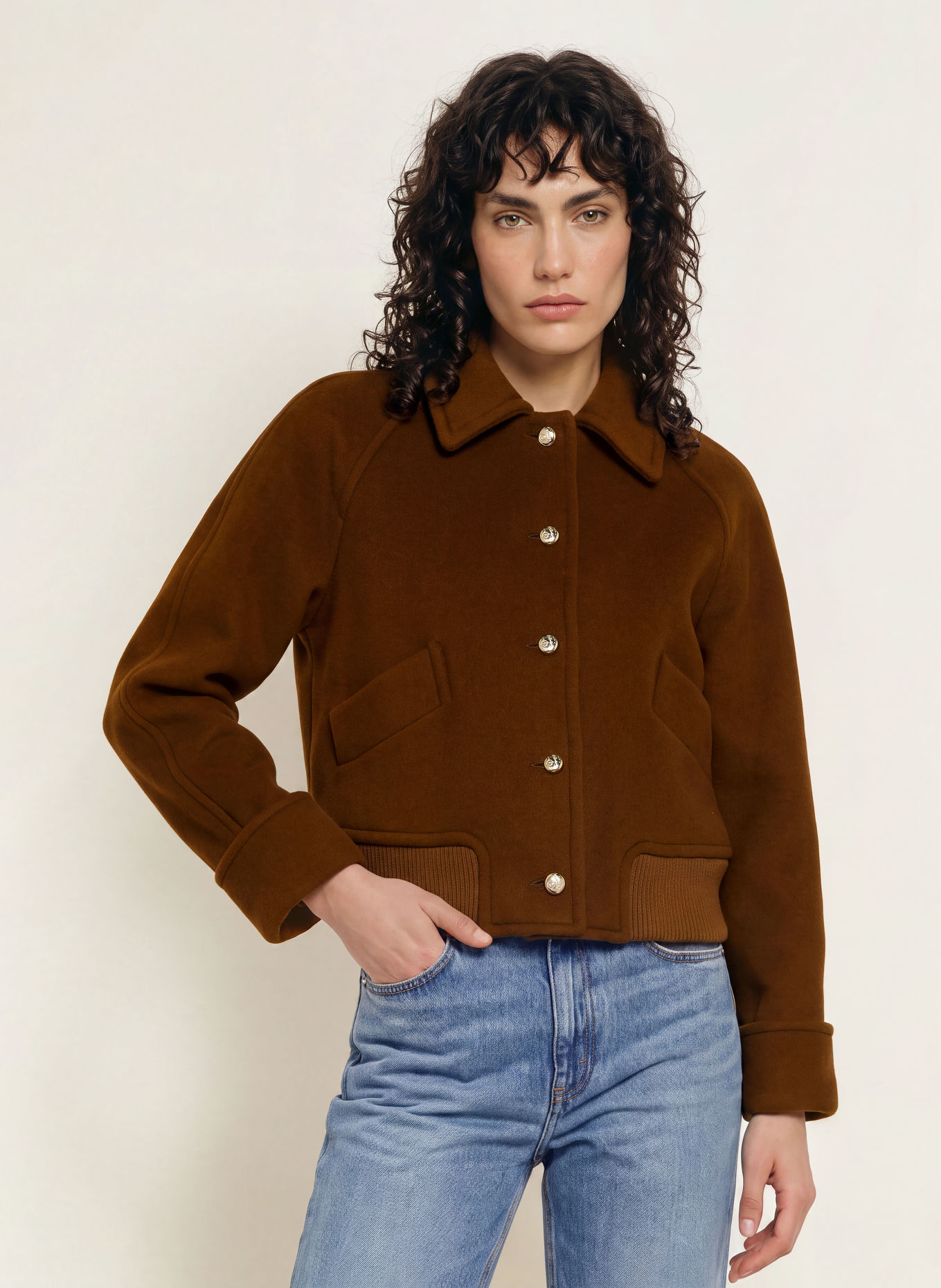 SANDRO Blouson: COGNAC