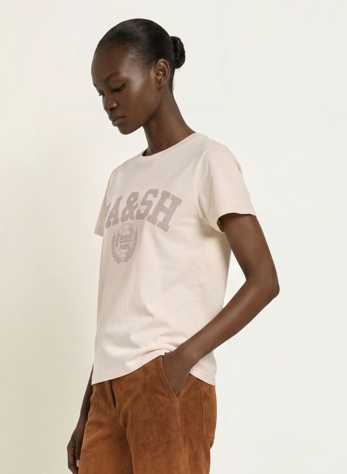 ba&sh Tricou IONI: ECRU / GRI DESCHIS