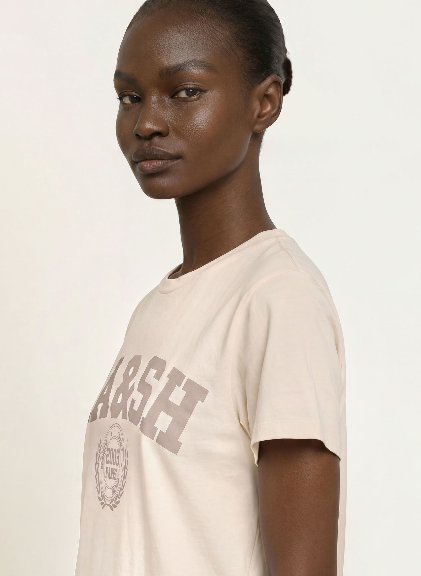 ba&sh Tricou IONI: ECRU / GRI DESCHIS