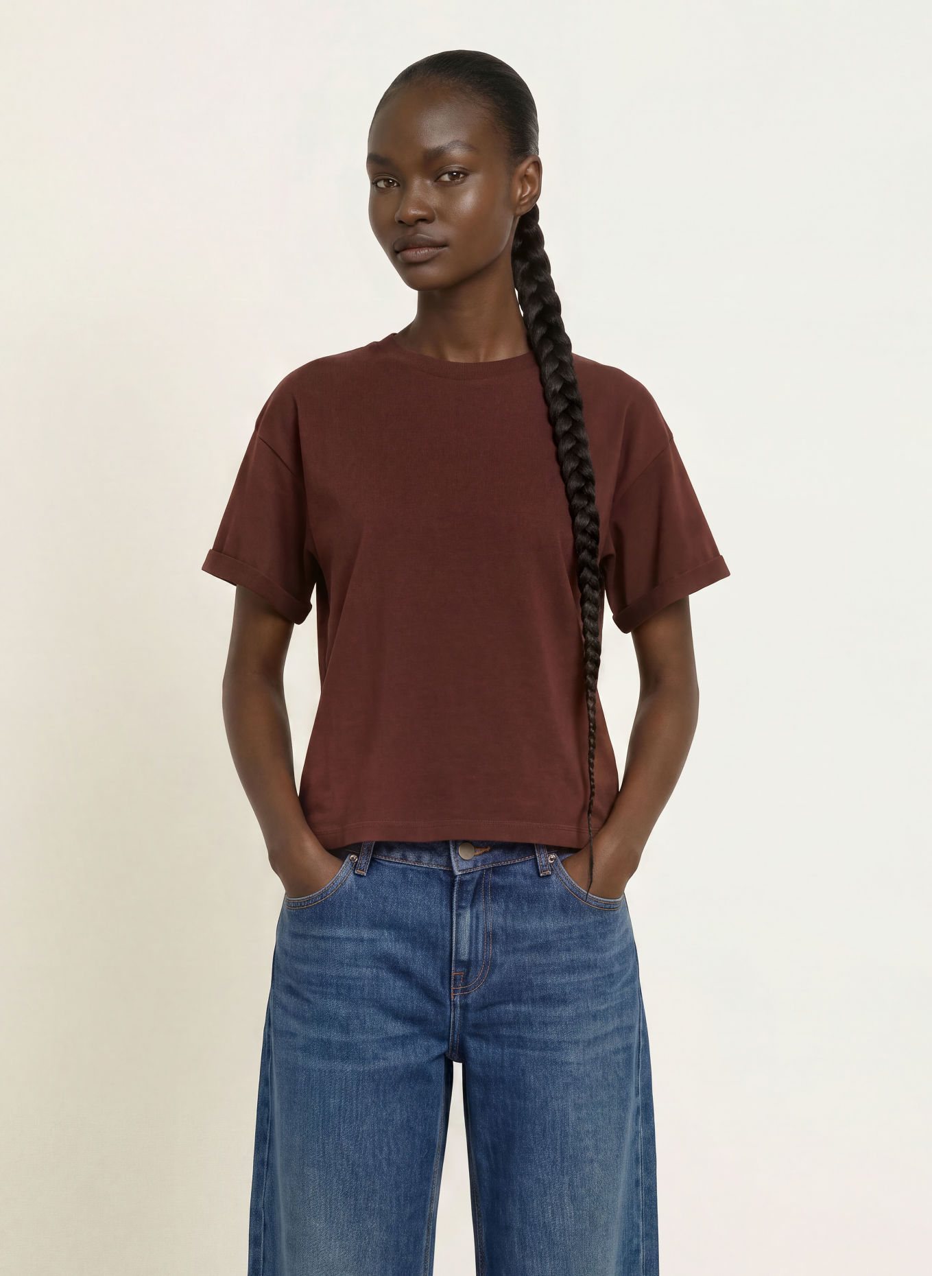 ba&sh Tricou ROSIE: MARO ÎNCHIS