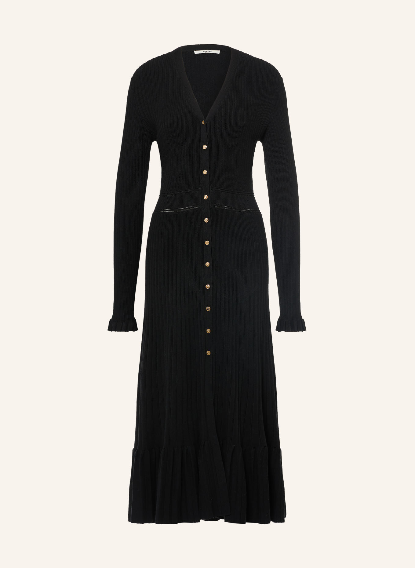 maje Strickkleid mit Rüschen: SCHWARZ