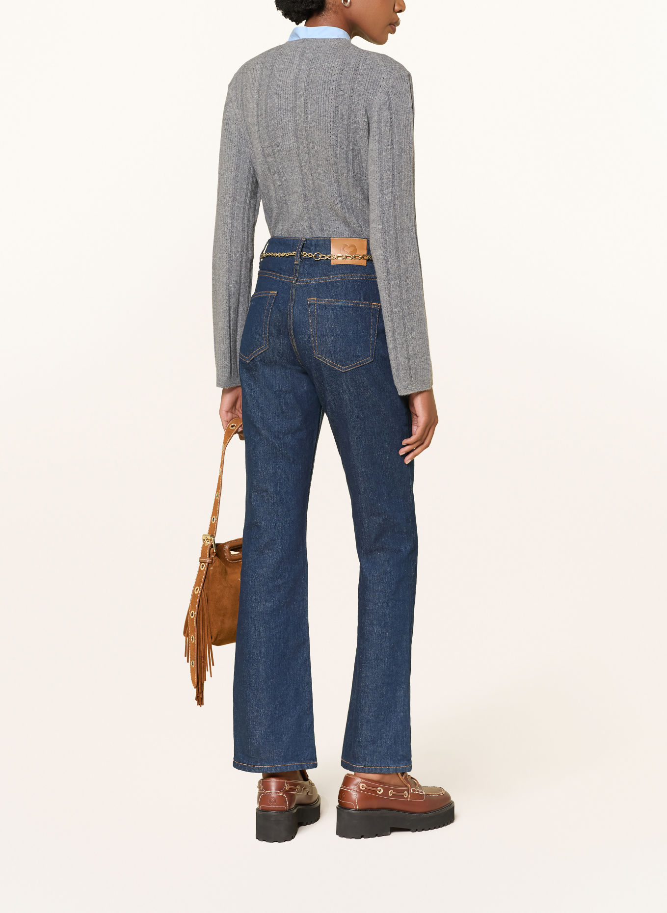 maje Pullover mit abnehmbarer Schluppe: GRAU / HELLBLAU