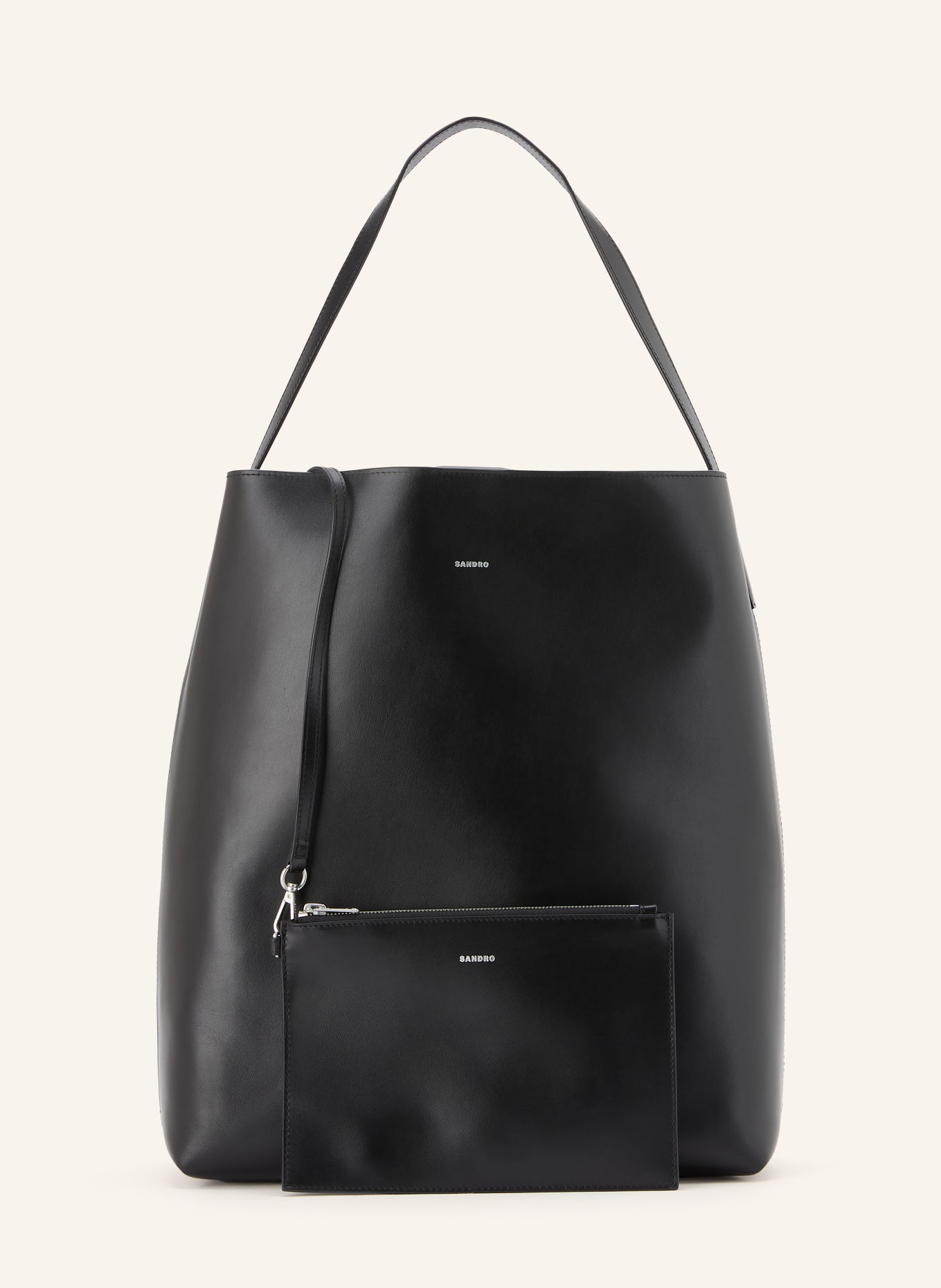 SANDRO Shopper mit Pouch: SCHWARZ
